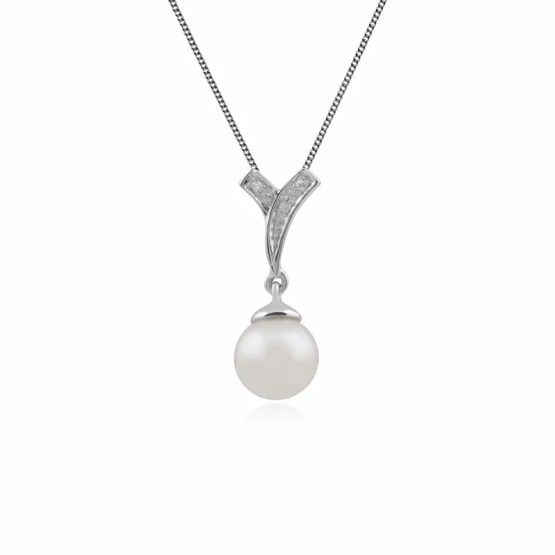 Gemondo 9ct White Gold 2.62ct Pearl & Diamond Pendant on 45cm Chain sold by Gemondo Jewellery