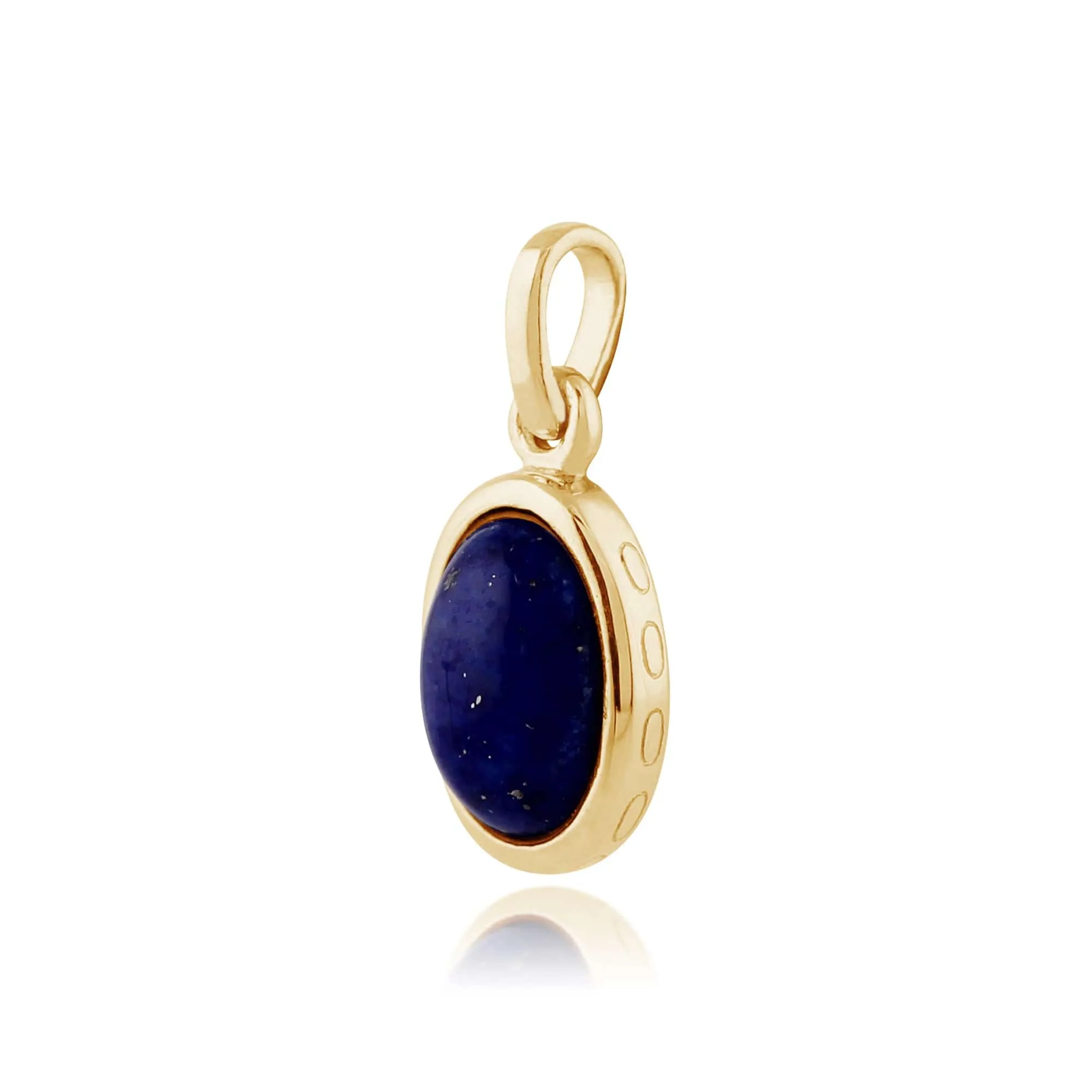Classic Oval Lapis Lazuli Bezel Drop Earrings & Pendant Set in 9ct Yellow Gold sold by Gemondo Jewellery product image thumbnail 5
