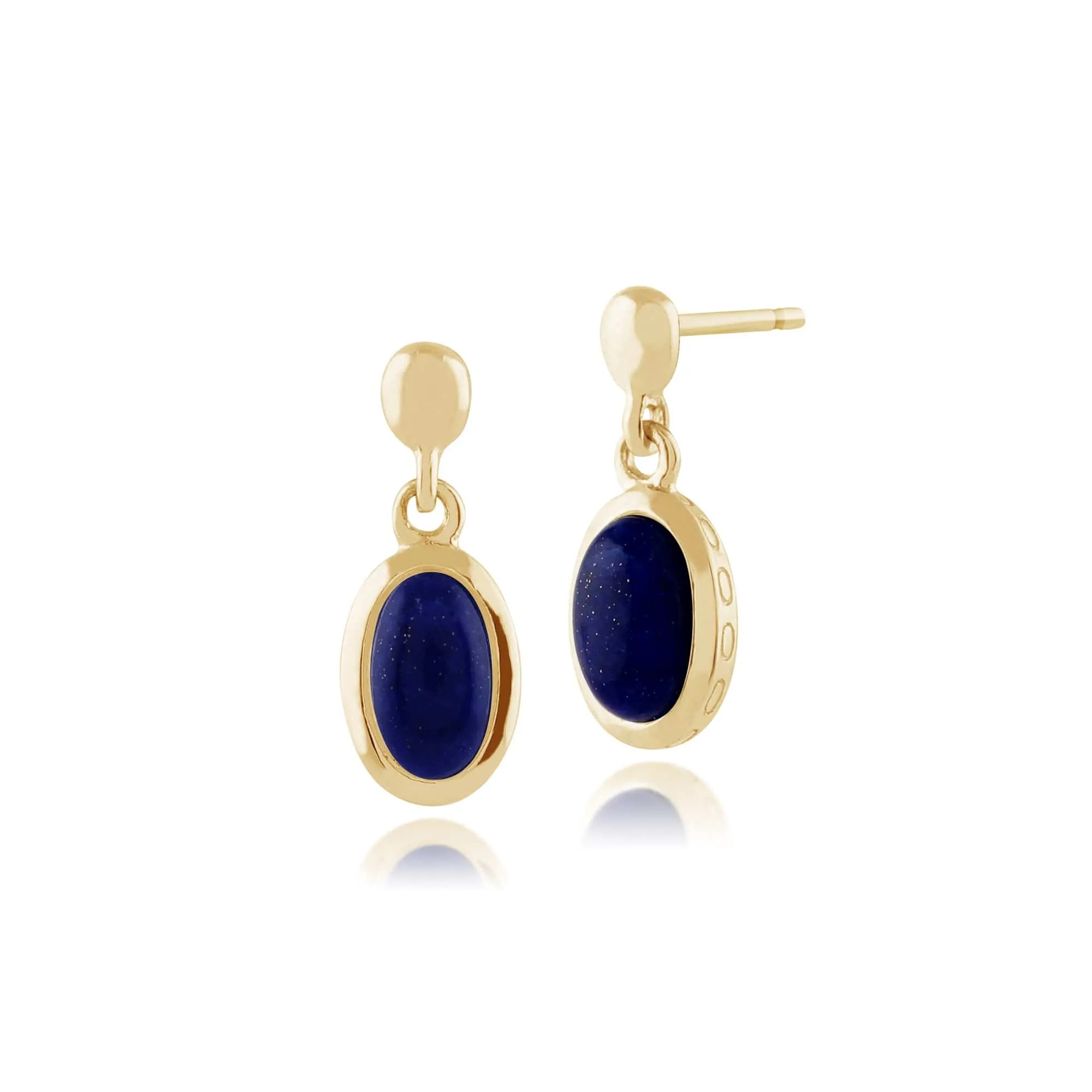 Classic Oval Lapis Lazuli Bezel Drop Earrings & Pendant Set in 9ct Yellow Gold sold by Gemondo Jewellery product image thumbnail 2
