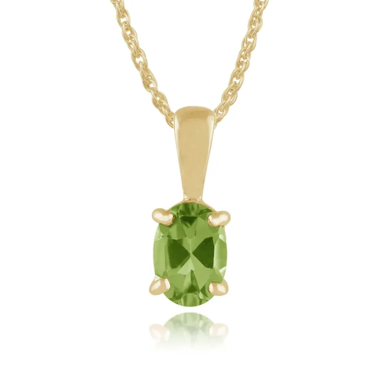 Classic Oval 0.77ct Peridot Pendant in 9ct Yellow Gold sold by Gemondo Jewellery
