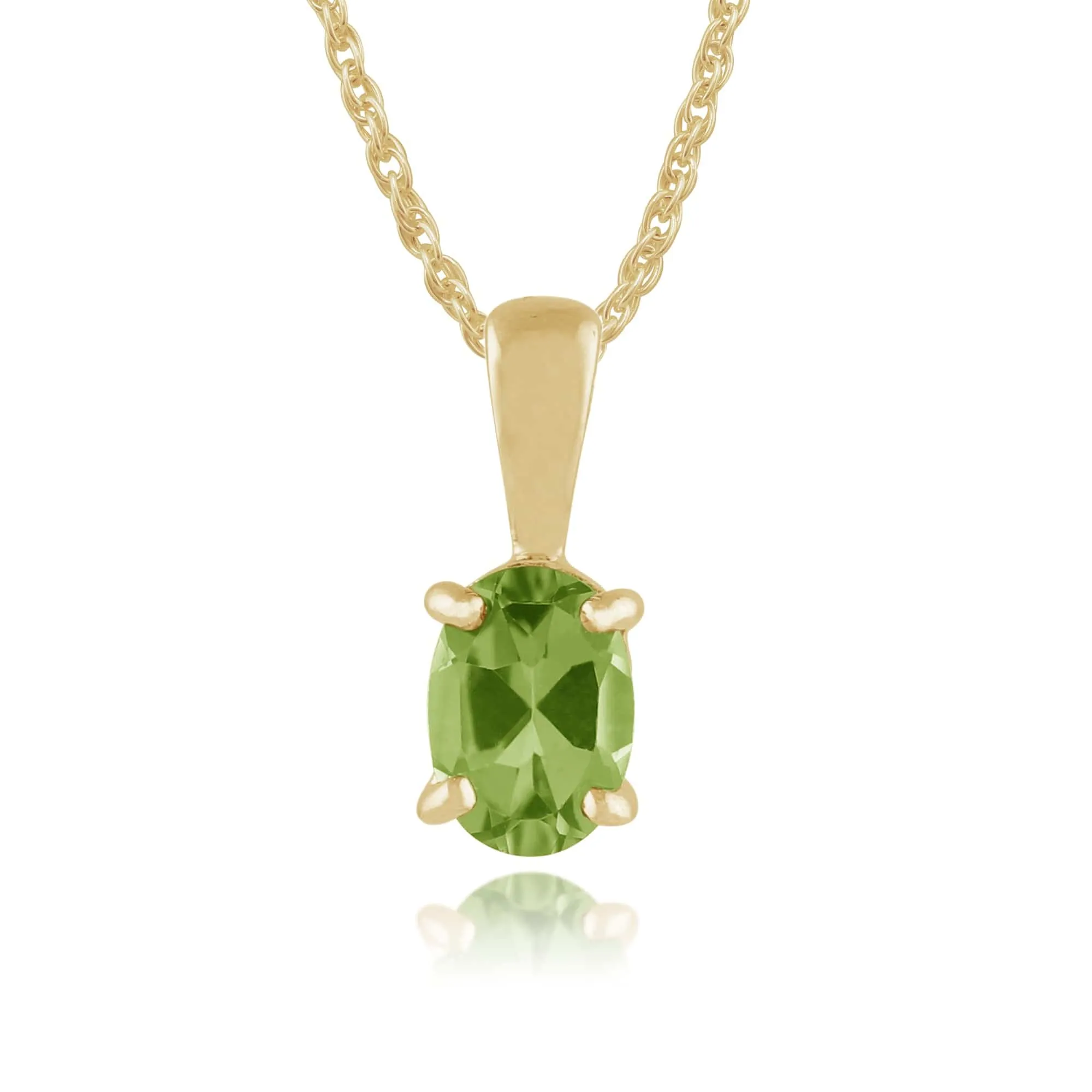 Classic Oval 0.77ct Peridot Pendant in 9ct Yellow Gold sold by Gemondo Jewellery