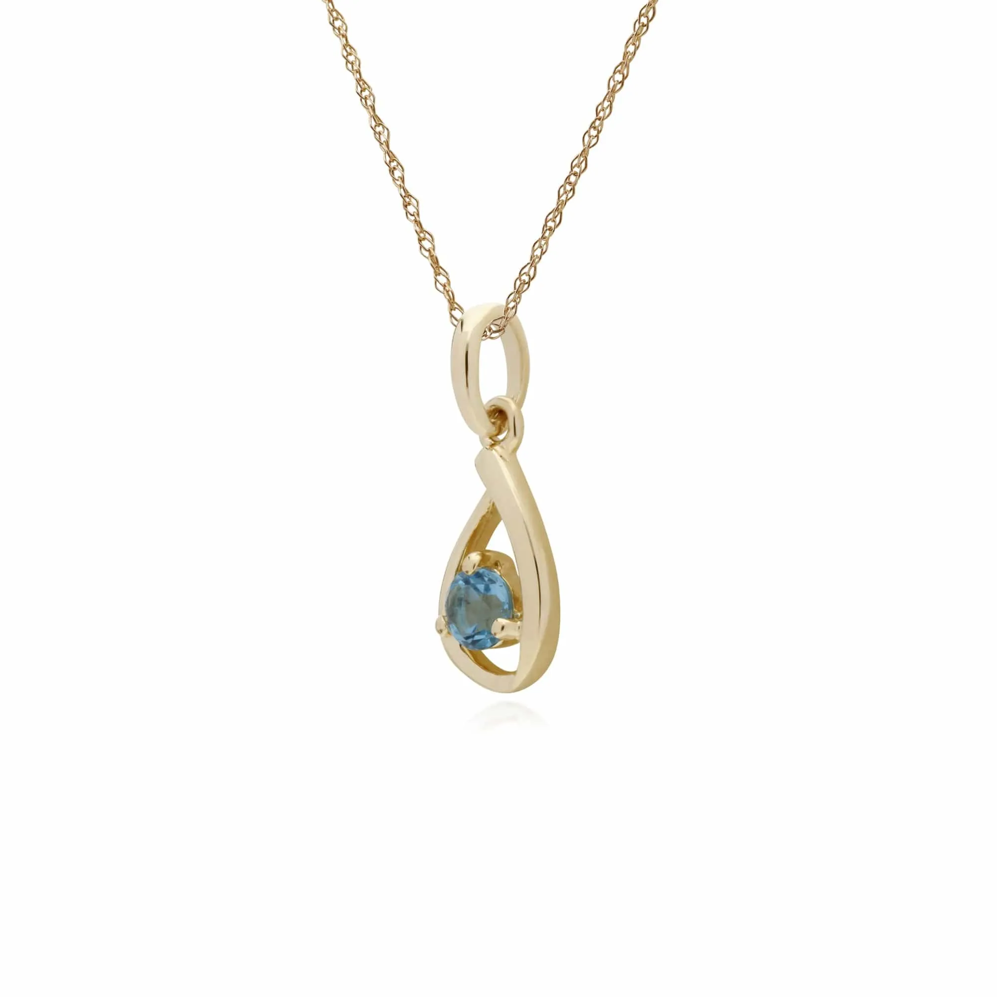 Classic Single Stone Round Blue Topaz Tear Drop Pendant in 9ct Yellow Gold sold by Gemondo Jewellery product image thumbnail 2