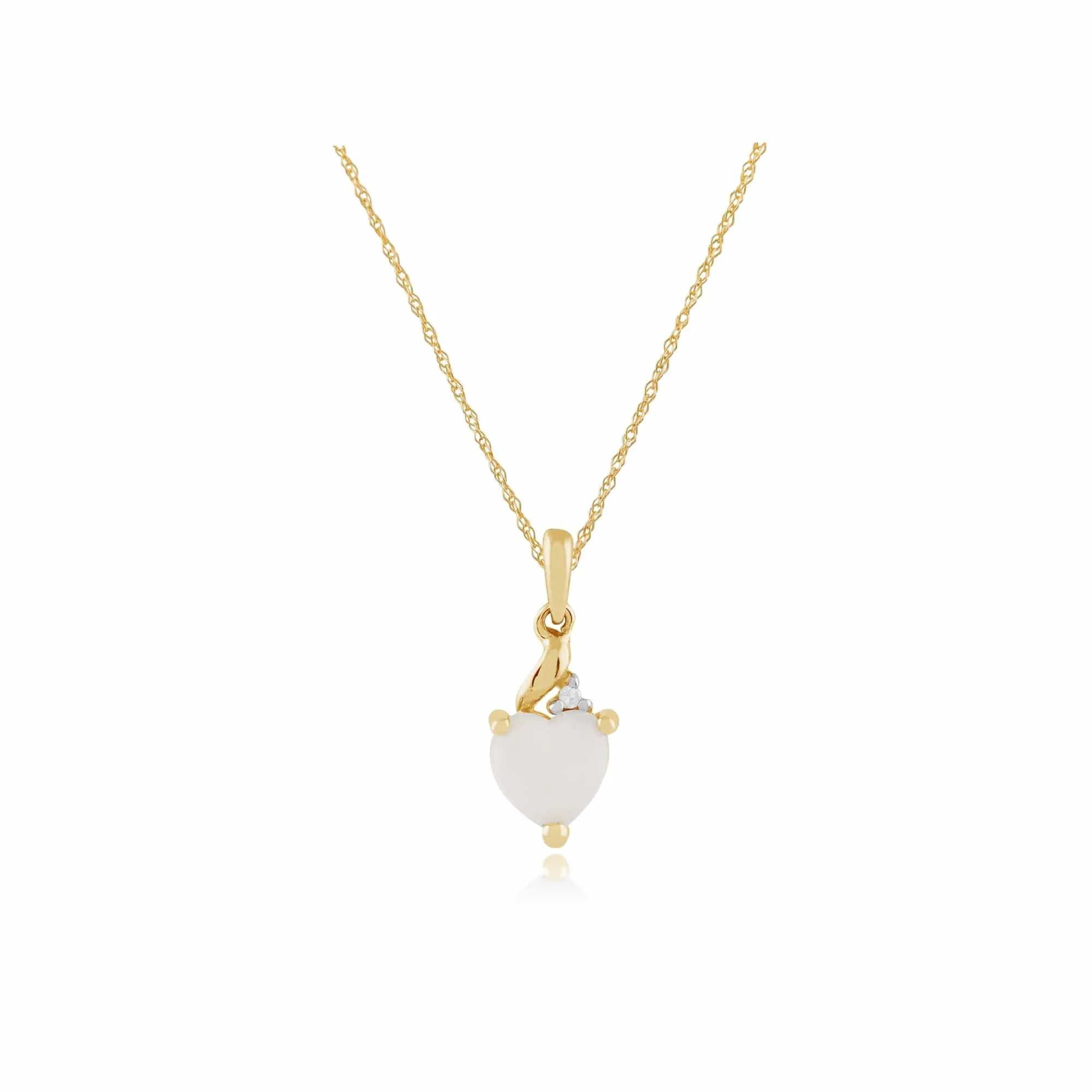Classic Heart Opal & Diamond Pendant in 9ct Yellow Gold sold by Gemondo Jewellery