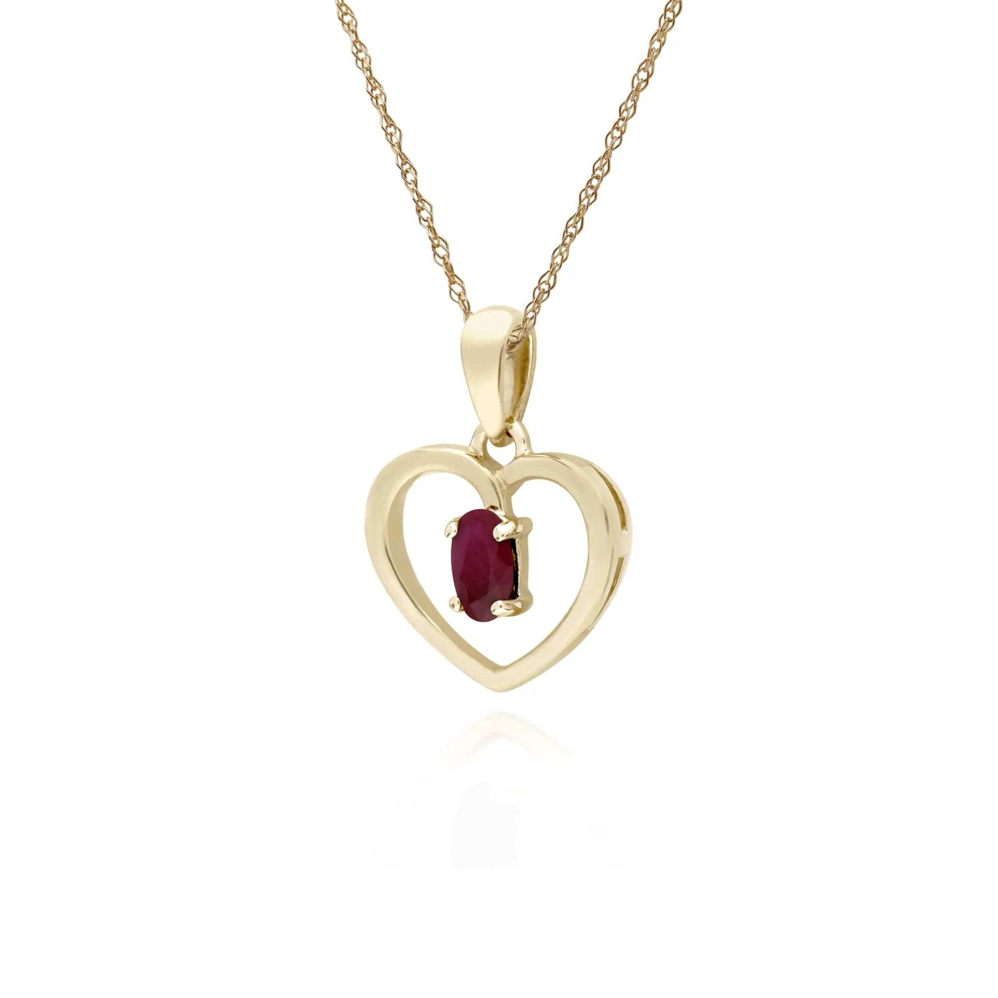 Gemondo 9ct Yellow Gold Ruby Oval Single Stone Heart Pendant on 45cm Chain sold by Gemondo Jewellery product image thumbnail 2