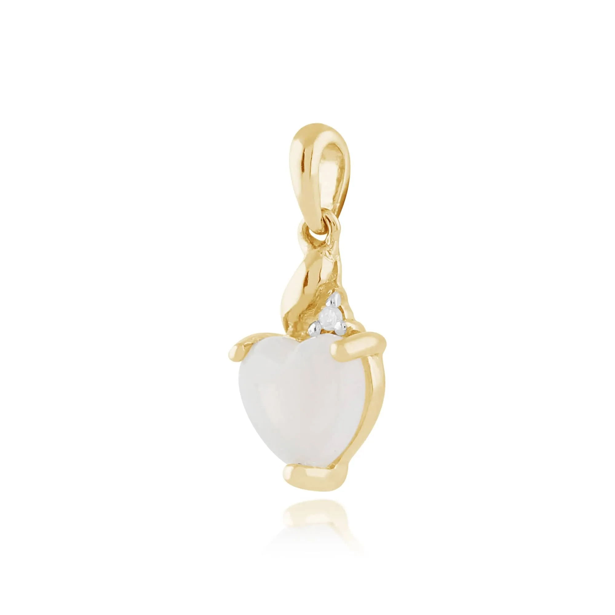 Classic Heart Opal & Diamond Pendant in 9ct Yellow Gold sold by Gemondo Jewellery product image thumbnail 2