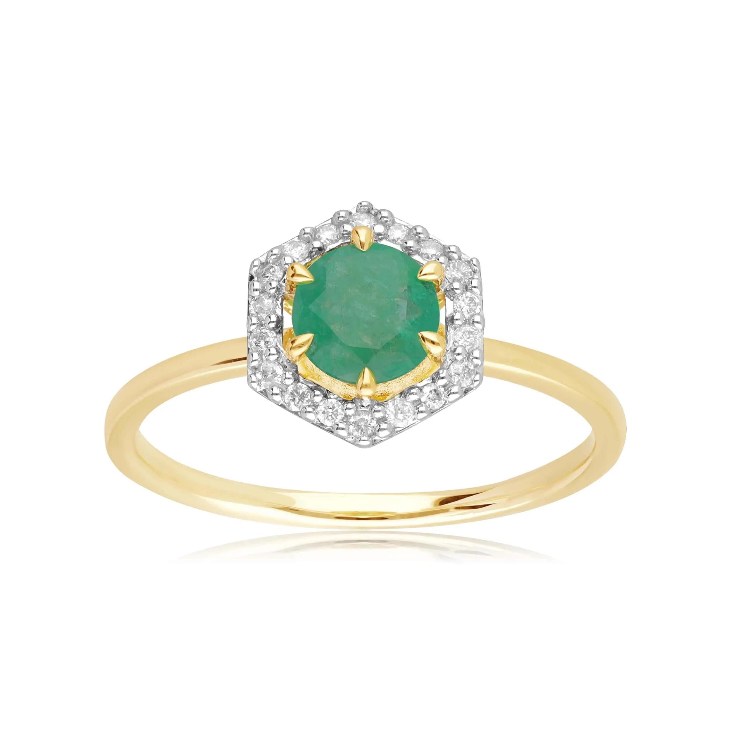 9ct Yellow Gold 0.67ct Emerald & Diamond Halo Engagement Ring sold by Gemondo Jewellery product image thumbnail 4