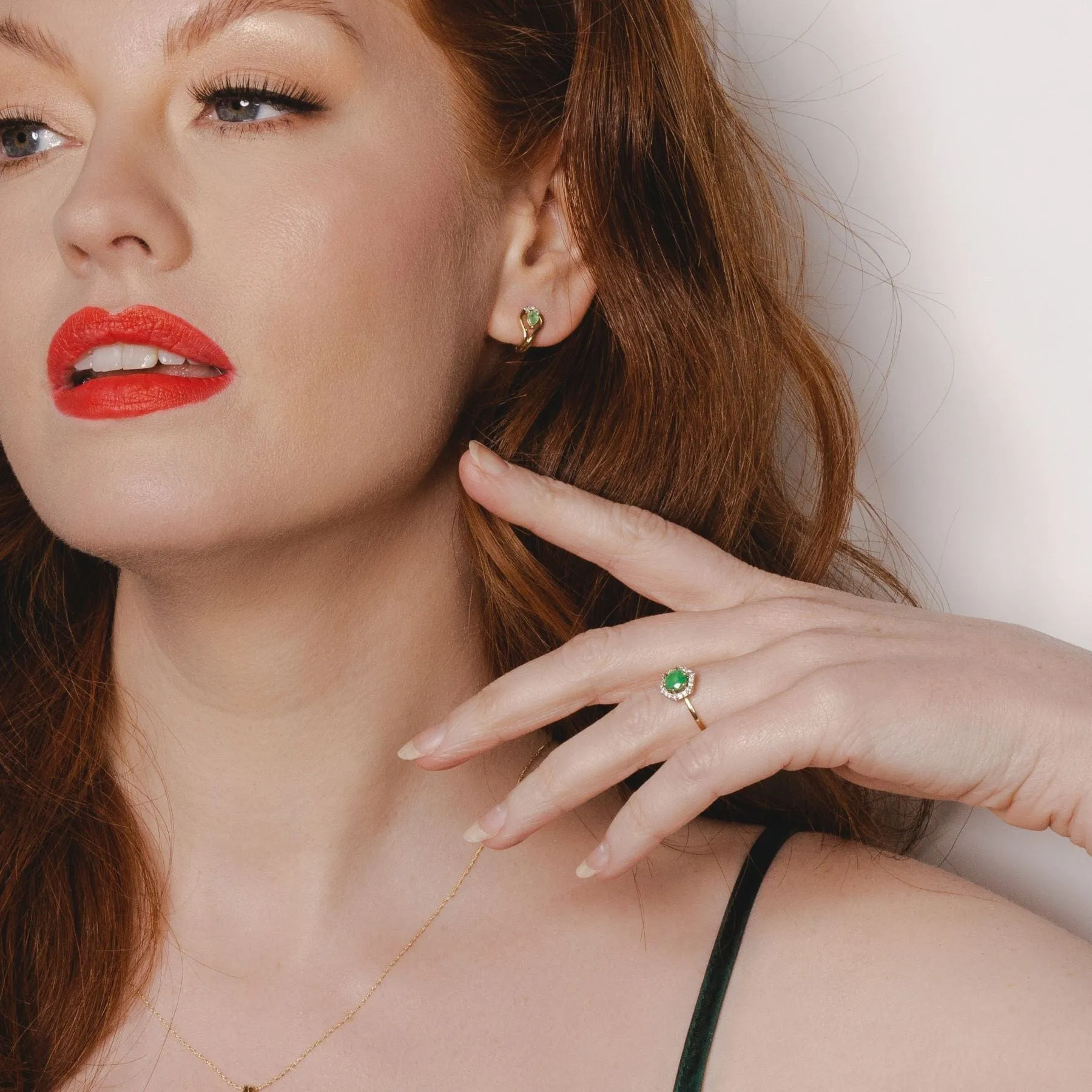 9ct Yellow Gold 0.67ct Emerald & Diamond Halo Engagement Ring sold by Gemondo Jewellery product image thumbnail 2