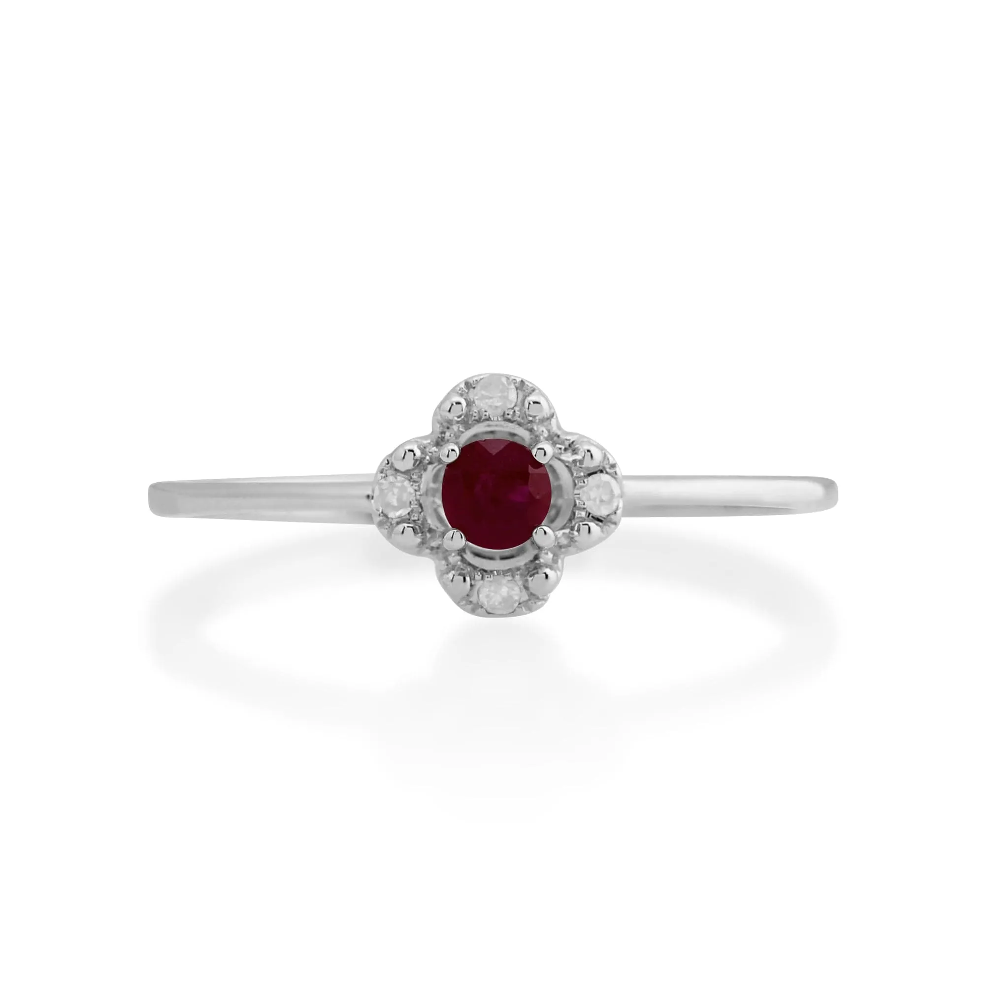 Gemondo 9ct White Gold 0.15ct Ruby & Diamond Floral Ring sold by Gemondo Jewellery product image thumbnail 2