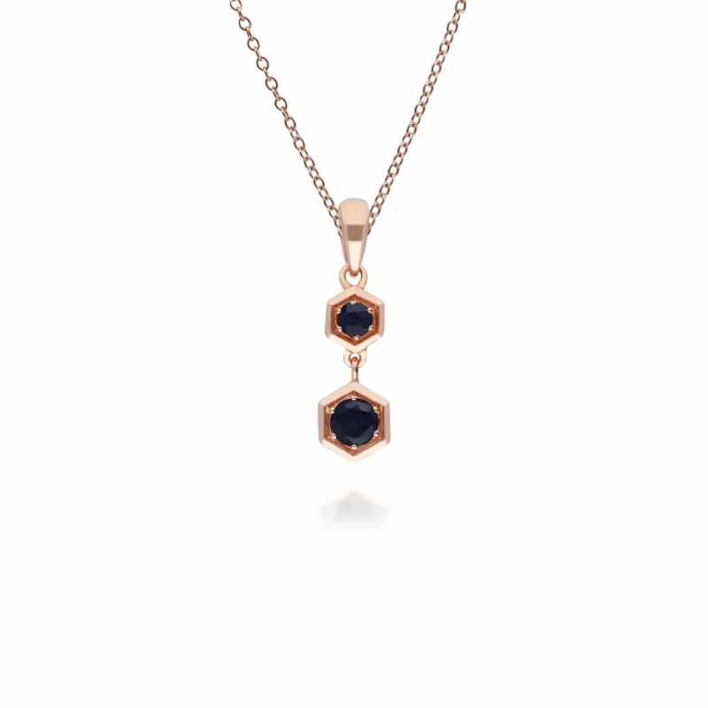 Honeycomb Inspired Sapphire Pendant Necklace in 9ct Rose Gold sold by Gemondo Jewellery