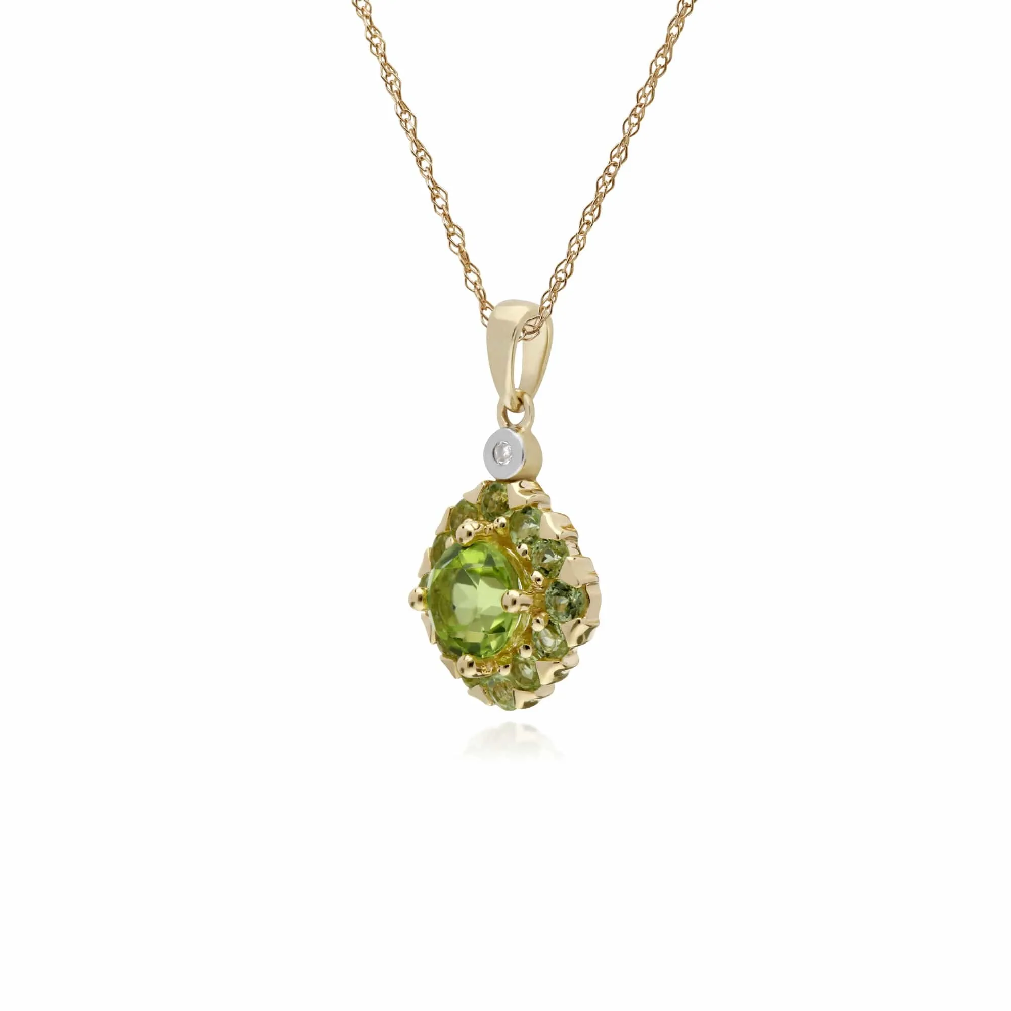 Gemondo 9ct Yellow Gold Peridot & Diamond Square Cluster Pendant on 45cm Chain sold by Gemondo Jewellery product image thumbnail 2