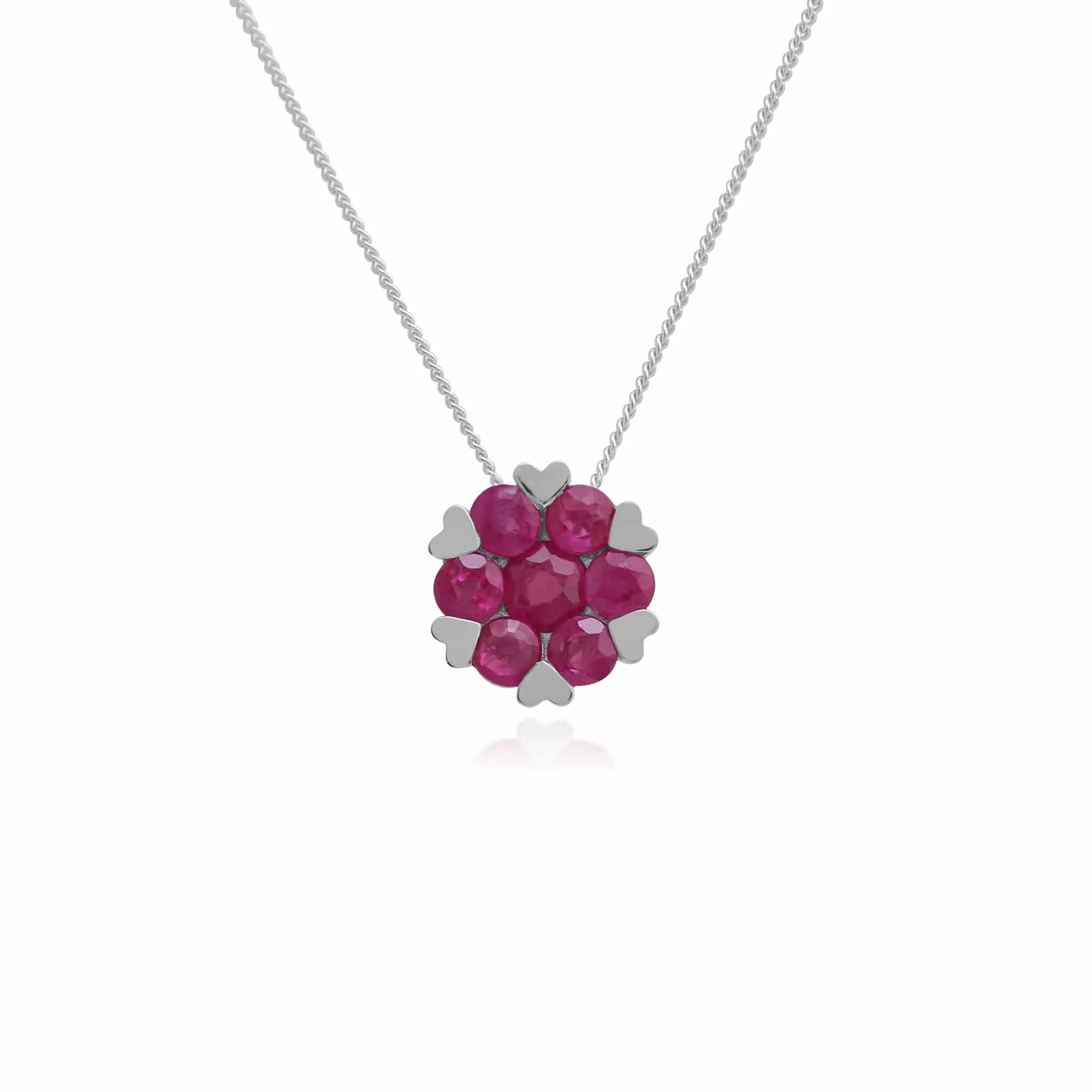 Gemondo 9ct White Gold 0.50ct Ruby Floral Cluster Pendant on 45cm Chain sold by Gemondo Jewellery