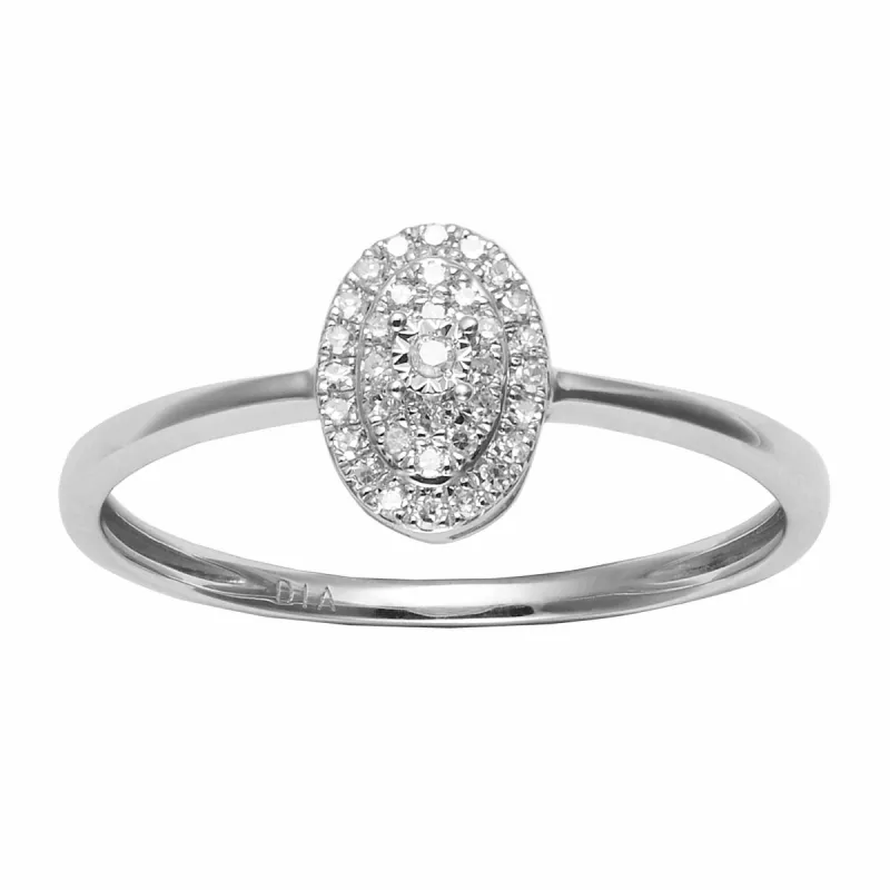 Classic Oval Diamond Cluster Ring in 9ct White Gold sold by Gemondo Jewellery