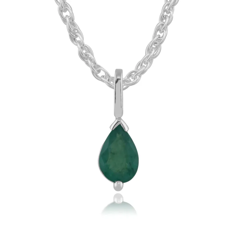Classic Pear Emerald Pendant in 9ct White Gold sold by Gemondo Jewellery