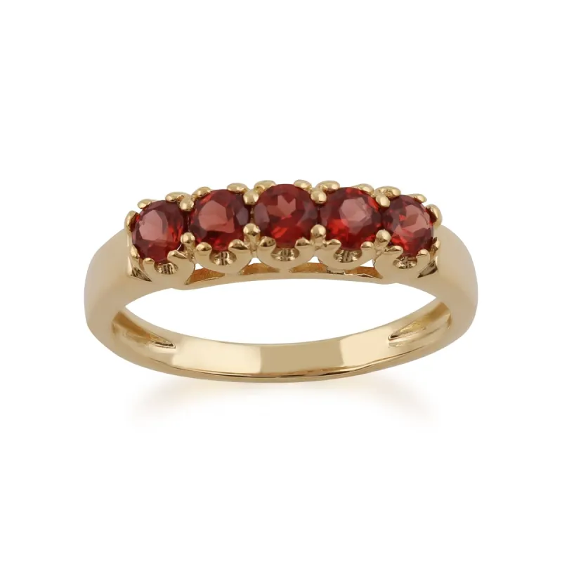9ct Yellow Gold 0.63ct Natural Garnet Classic Five Stone Ring sold by Gemondo Jewellery