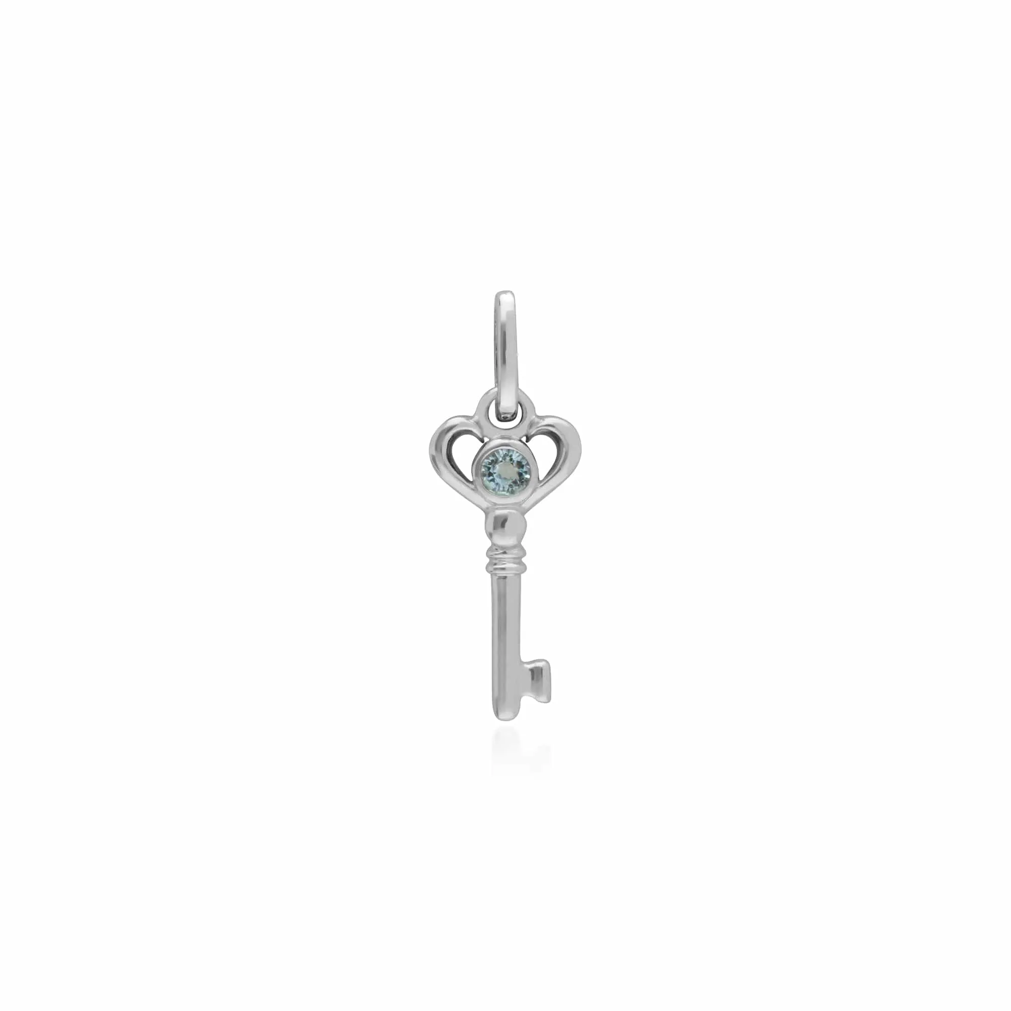 Classic Swirl Heart Lock Pendant & Aquamarine Key Charm in 925 Sterling Silver sold by Gemondo Jewellery product image thumbnail 2