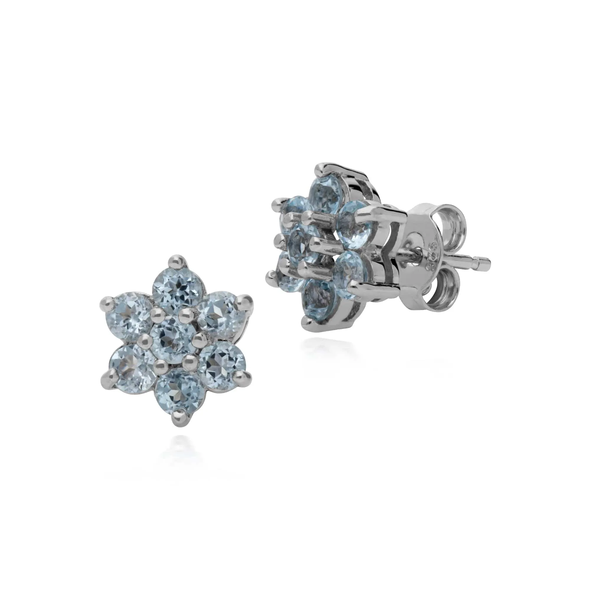 Gemondo Sterling Silver Blue Topaz Floral Cluster Earrings sold by Gemondo Jewellery