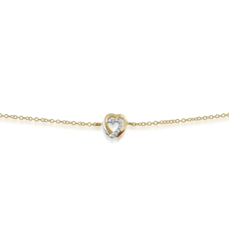 Gemondo 9ct Yellow Gold 0.03ct Diamond Hearts Bracelet sold by Gemondo Jewellery