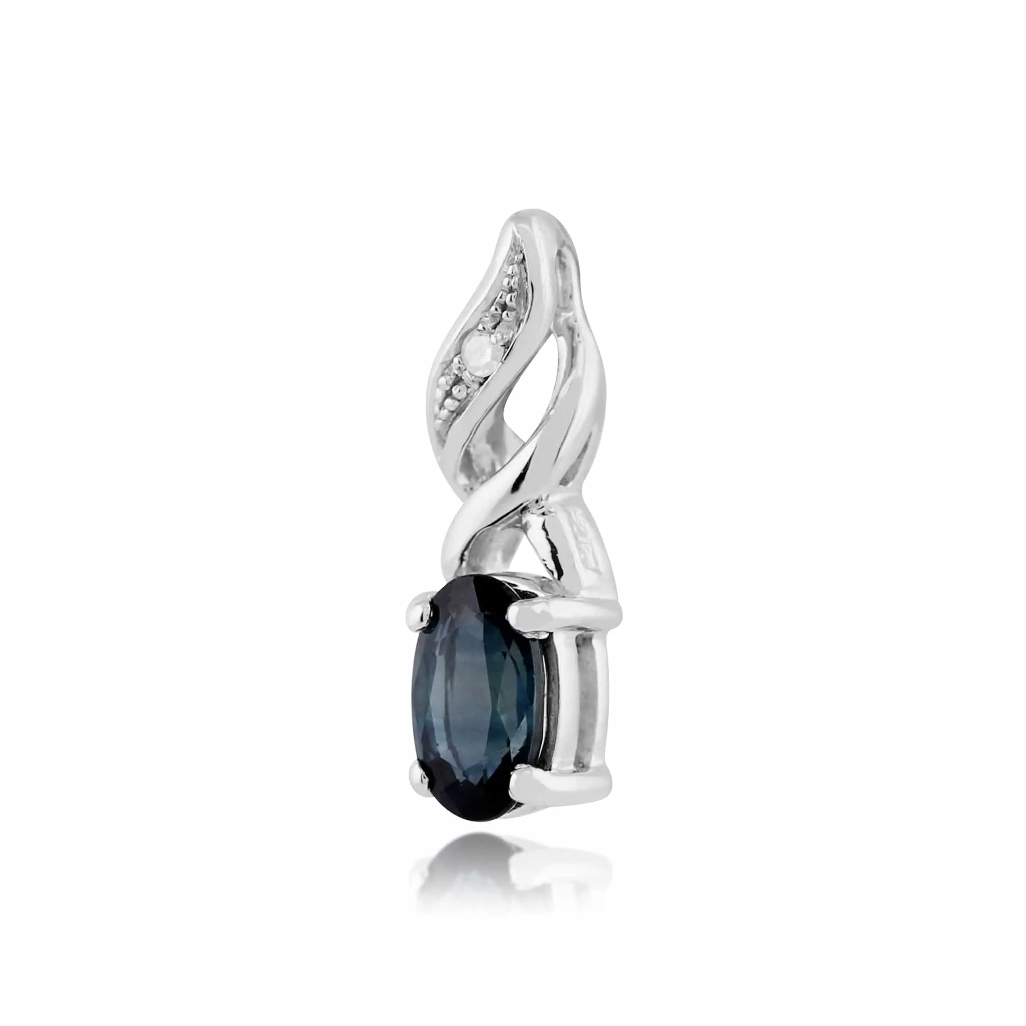Classic Oval Sapphire & Diamond Pendant in 9ct White Gold sold by Gemondo Jewellery product image thumbnail 2