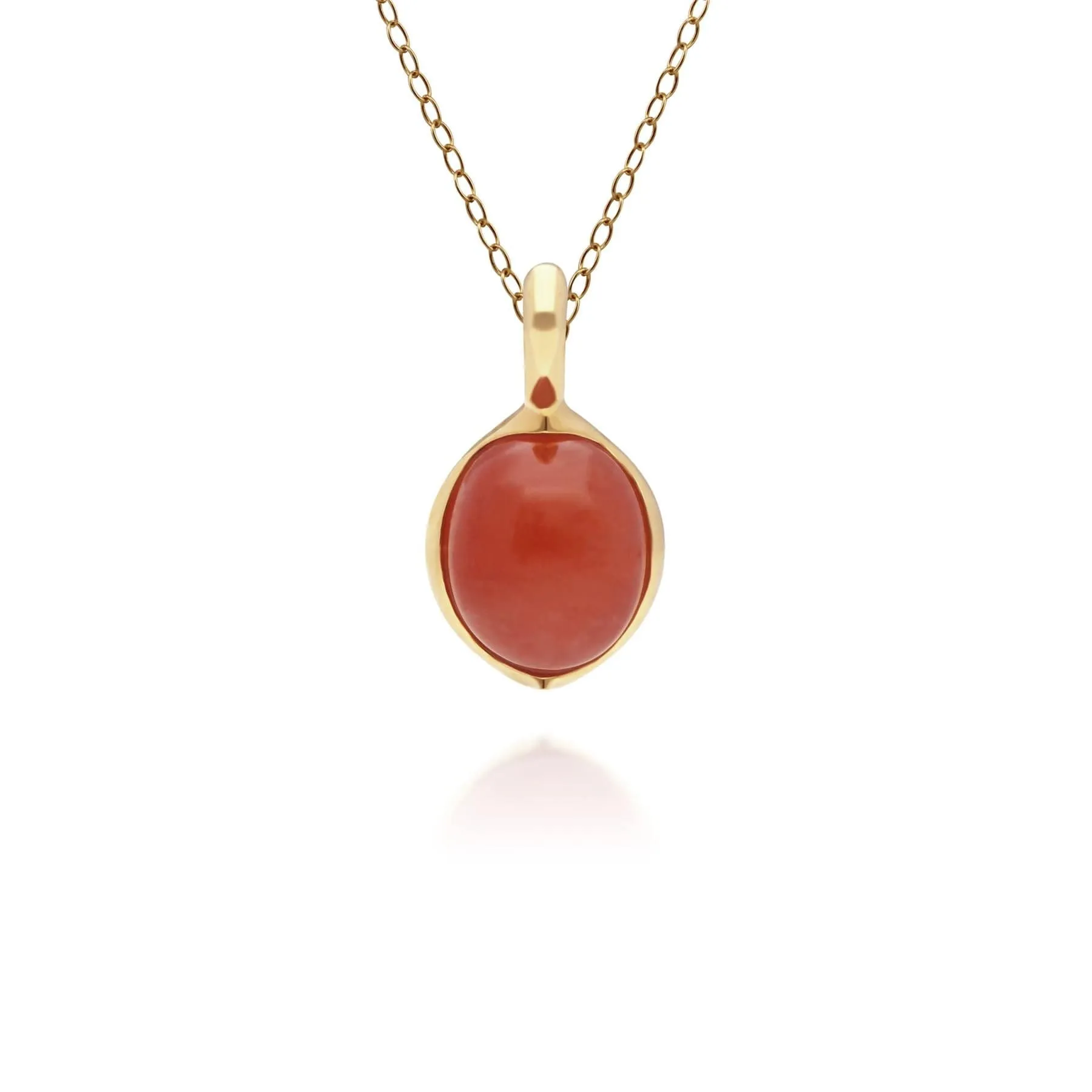 Irregular Collection Dyed Red Jade Pendant in Gold Plated Sterling Silver sold by Gemondo Jewellery