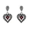 Art Deco Style Style Round Garnet & Marcasite Cluster Heart Drop Earrings & Pendant Set in 925 Sterling Silver sold by Gemondo Jewellery