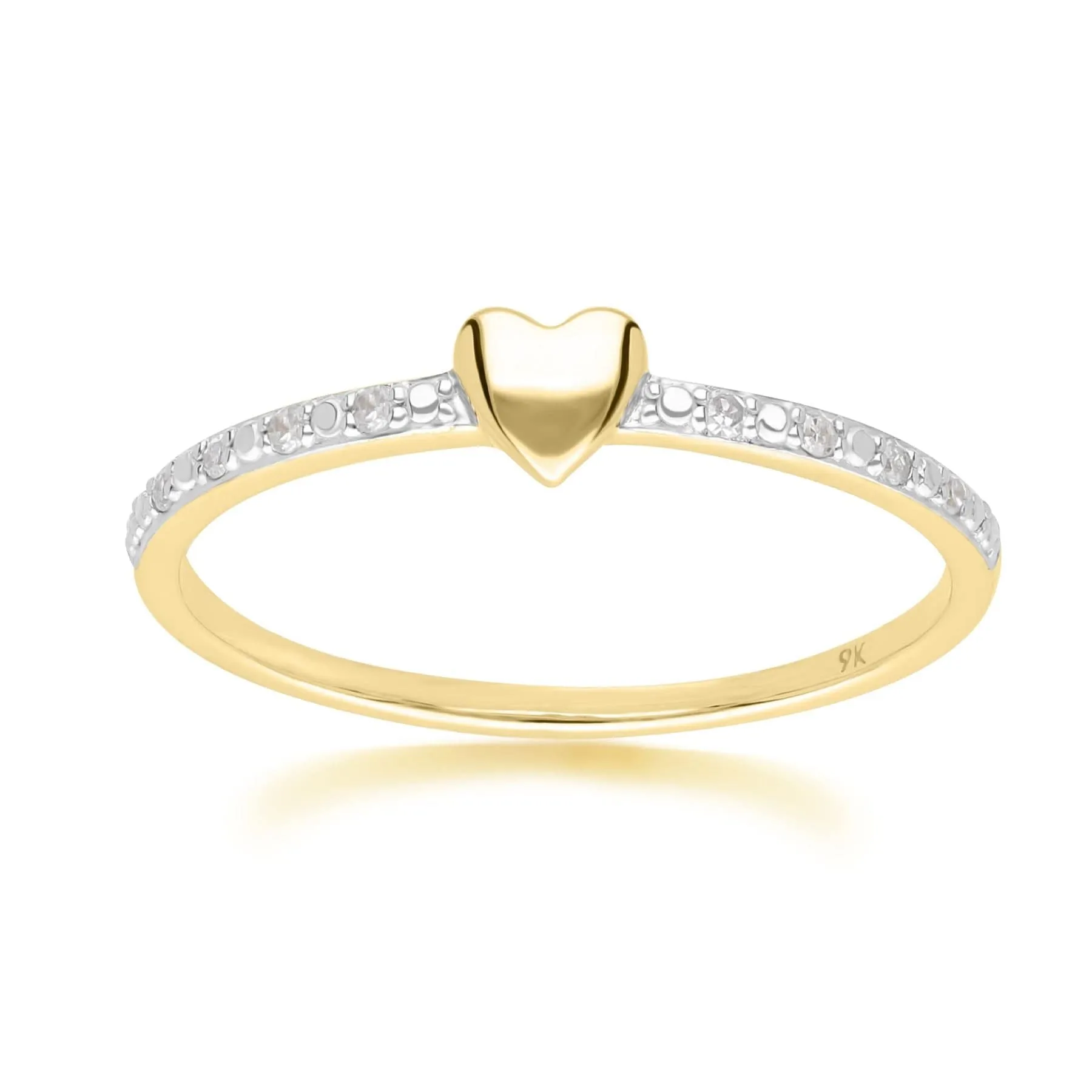 Dainty Love Heart Diamond Band Ring in 9ct Yellow Gold sold by Gemondo Jewellery