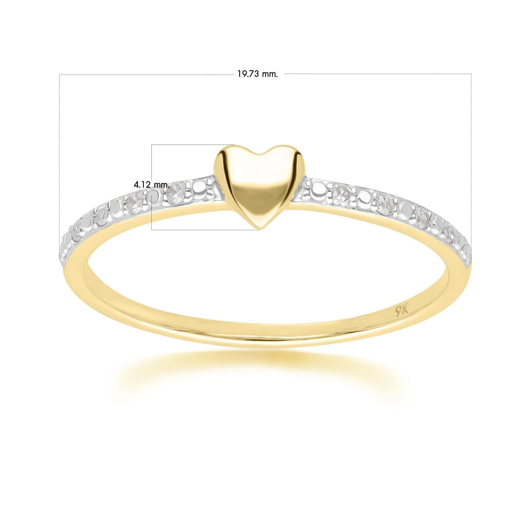Dainty Love Heart Diamond Band Ring in 9ct Yellow Gold sold by Gemondo Jewellery product image thumbnail 4
