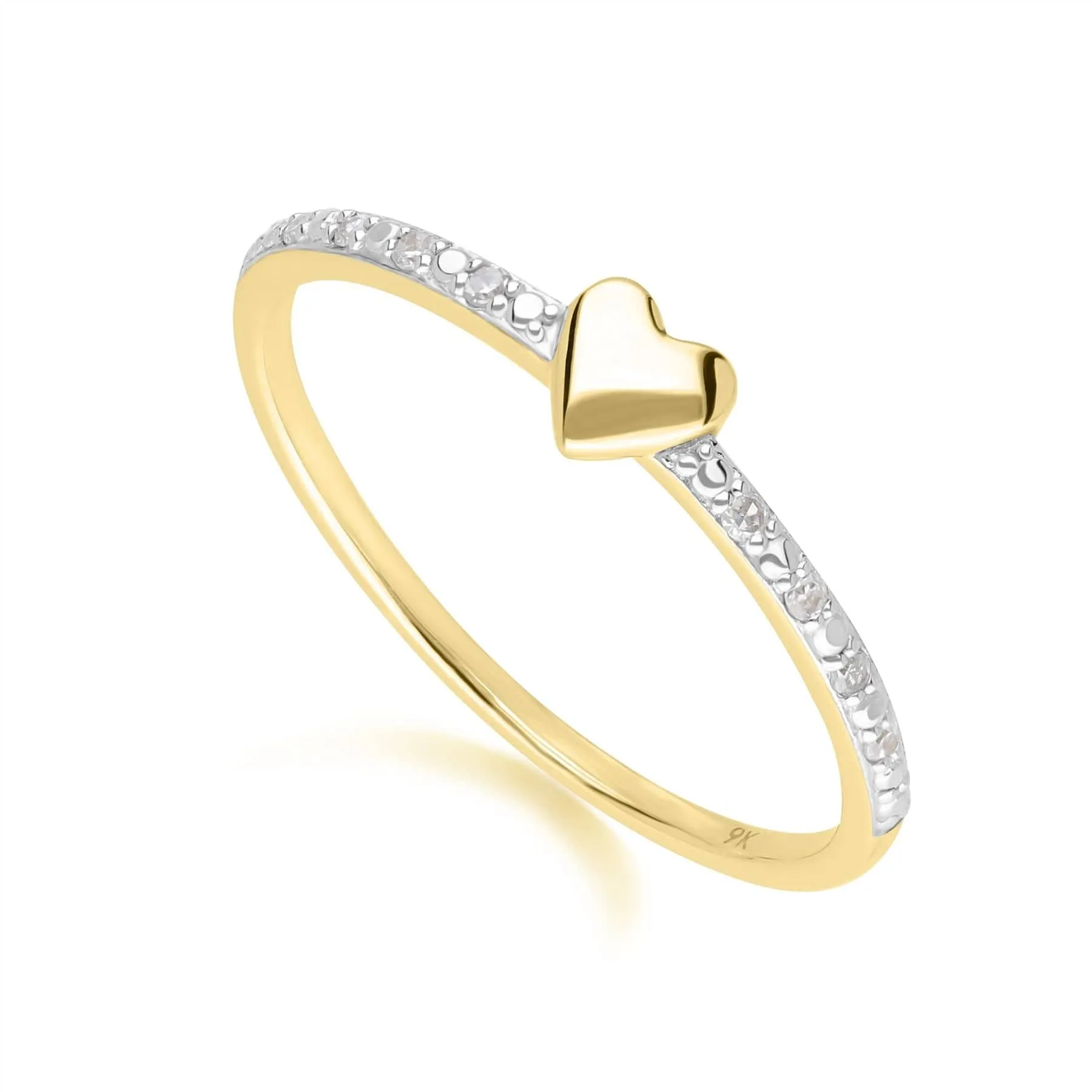 Dainty Love Heart Diamond Band Ring in 9ct Yellow Gold sold by Gemondo Jewellery product image thumbnail 3