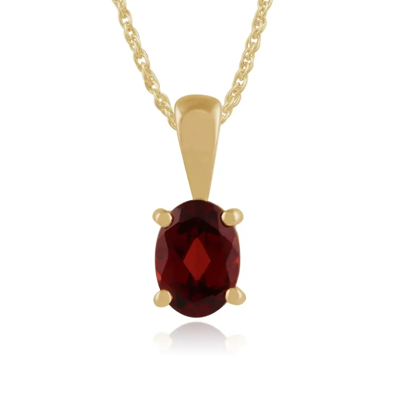 Classic Oval Garnet Pendant in 9ct Yellow Gold sold by Gemondo Jewellery