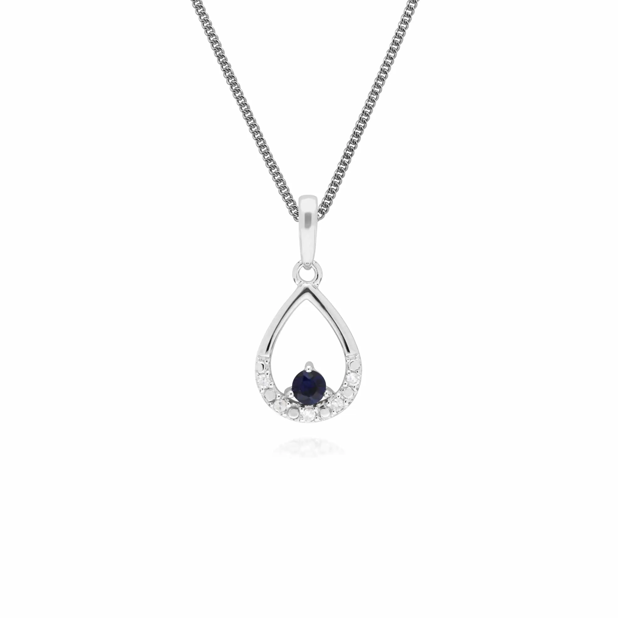 Classic Round Sapphire & Diamond Tear Drop Earrings & Pendant Set in 9ct White Gold sold by Gemondo Jewellery product image thumbnail 3