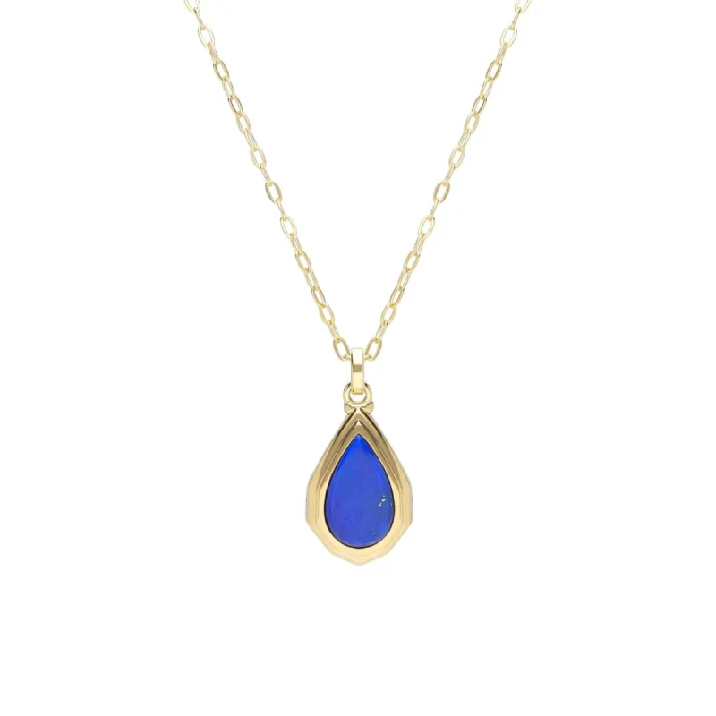 Bona Fide Pear Cut Lapis lazuli Locket in Gold Plated Sterling Silver sold by Gemondo Jewellery