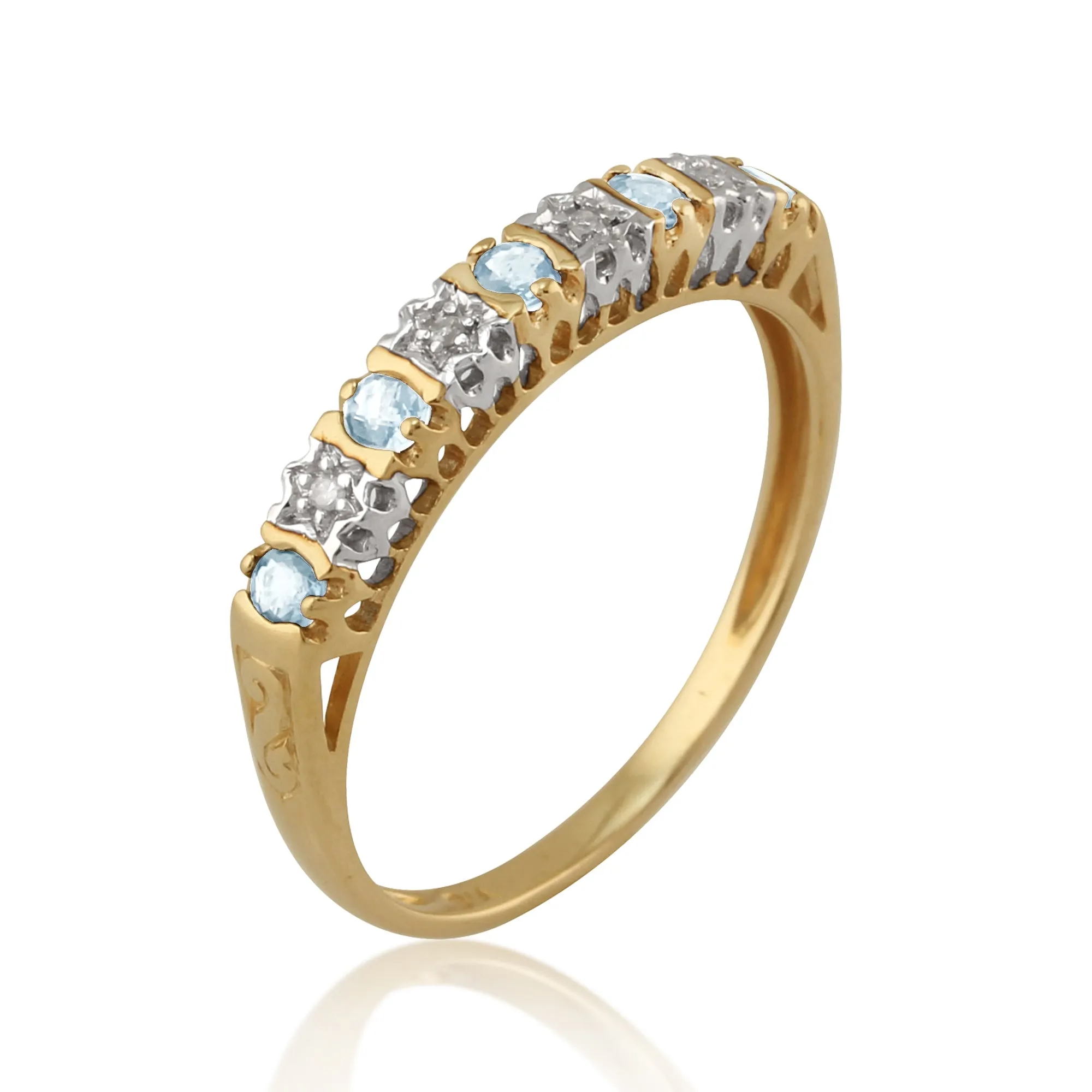 Classic Round Blue Topaz & Diamond Eternity Ring in 9ct Yellow Gold sold by Gemondo Jewellery product image thumbnail 2