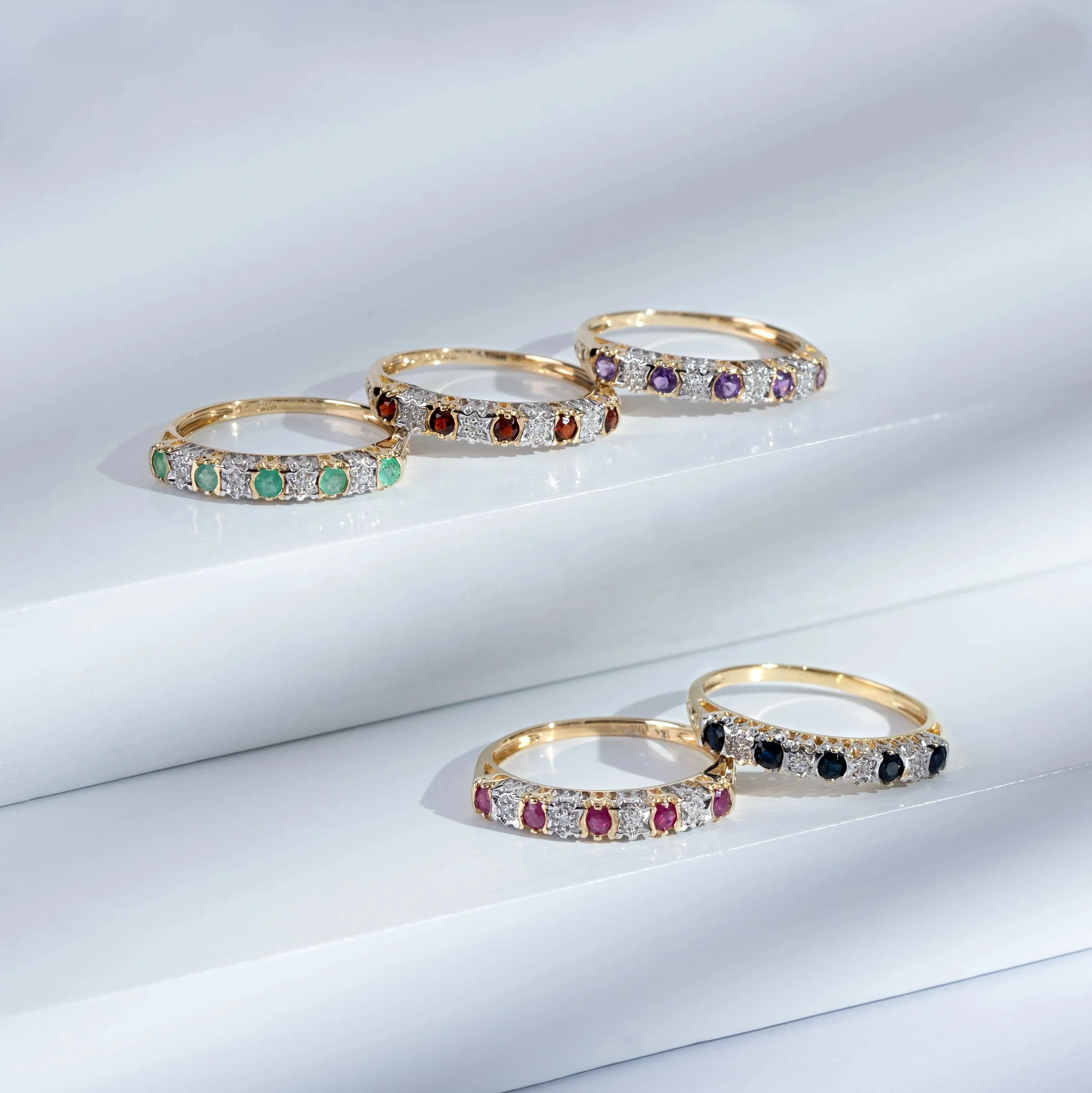 Classic Round Blue Topaz & Diamond Eternity Ring in 9ct Yellow Gold sold by Gemondo Jewellery product image thumbnail 3