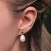 Modern Baroque Pearl & Ruby Drop Earrings in Gold Plated Silver sold by Gemondo Jewellery