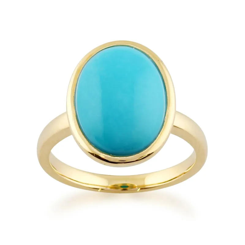 Statement Oval Turquoise Ring in 9ct Yellow Gold sold by Gemondo Jewellery