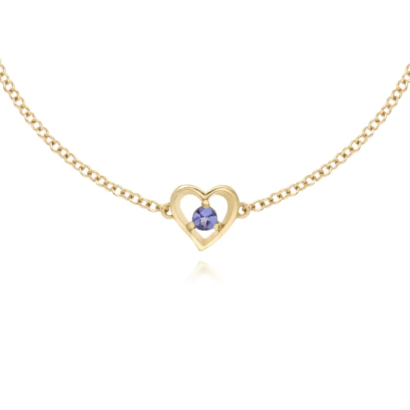 Gemondo 9ct Yellow Gold Tanzanite Round Single Stone Heart 19cm Bracelet sold by Gemondo Jewellery