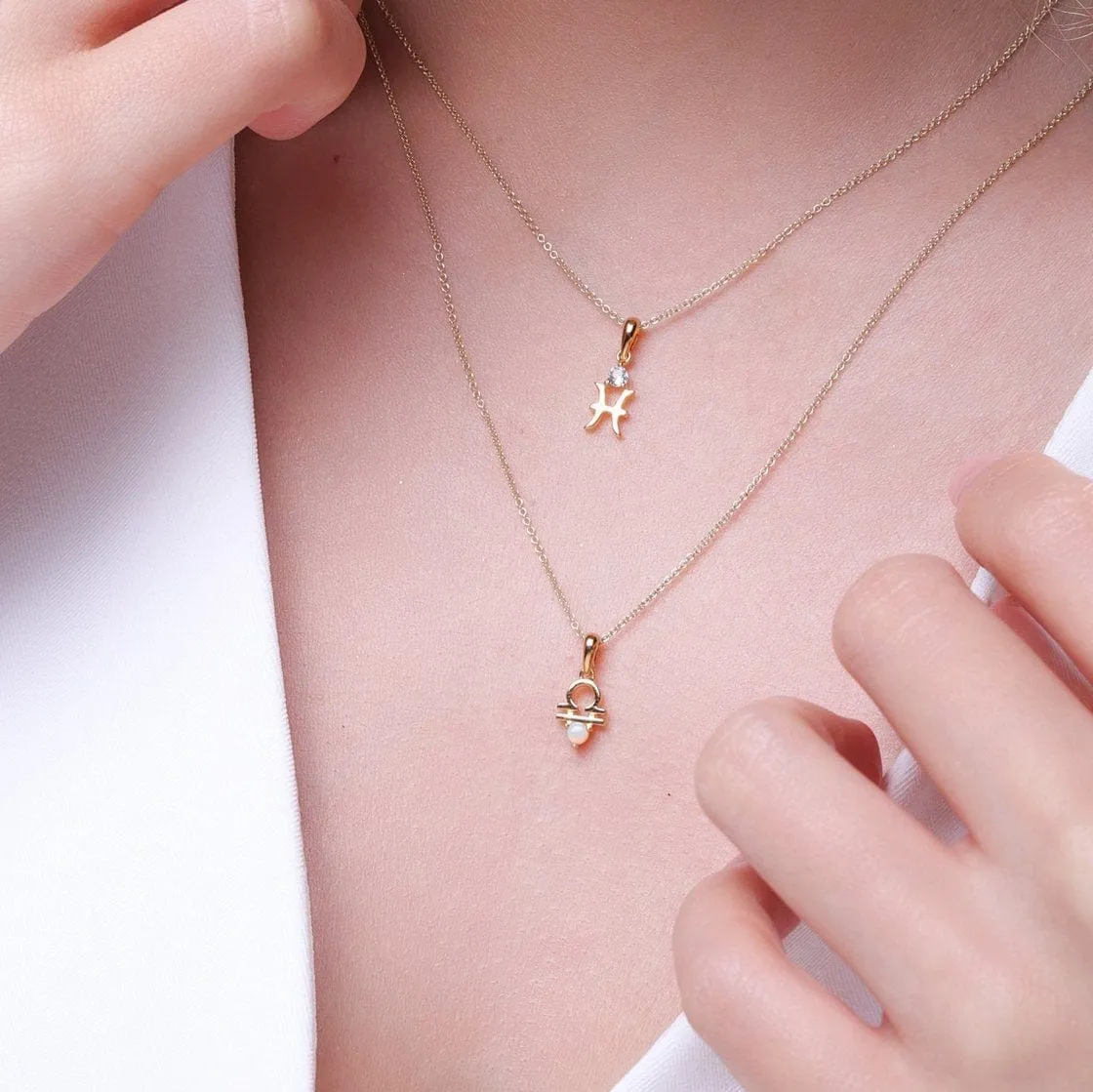 Opal Libra Zodiac Charm Necklace in 9ct White Gold sold by Gemondo Jewellery product image thumbnail 2