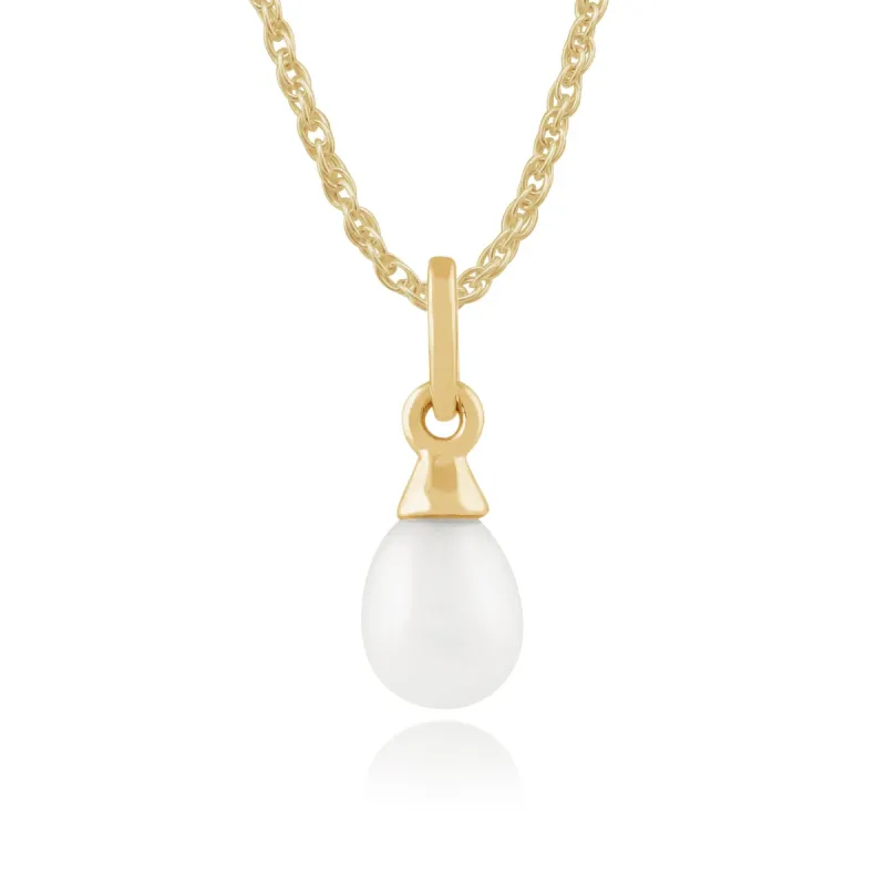 Classic Freshwater Pearl Pendant in 9ct Yellow Gold sold by Gemondo Jewellery