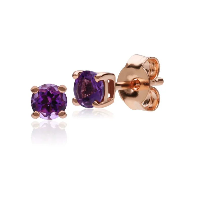 Classic Round Amethyst Claw Set Stud Earrings in 9ct Rose Gold sold by Gemondo Jewellery