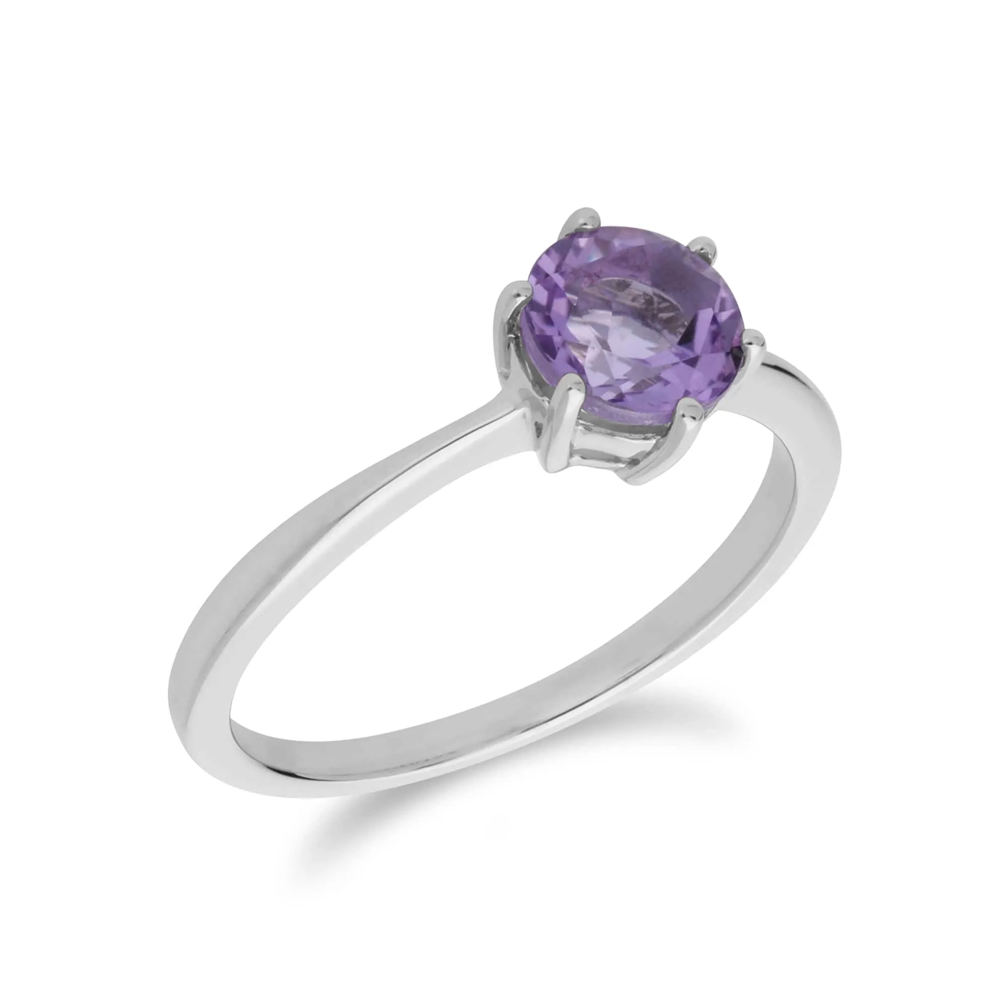 Classic Round Amethyst Claw Set Single Stone Ring in 925 Sterling Silver sold by Gemondo Jewellery product image thumbnail 2