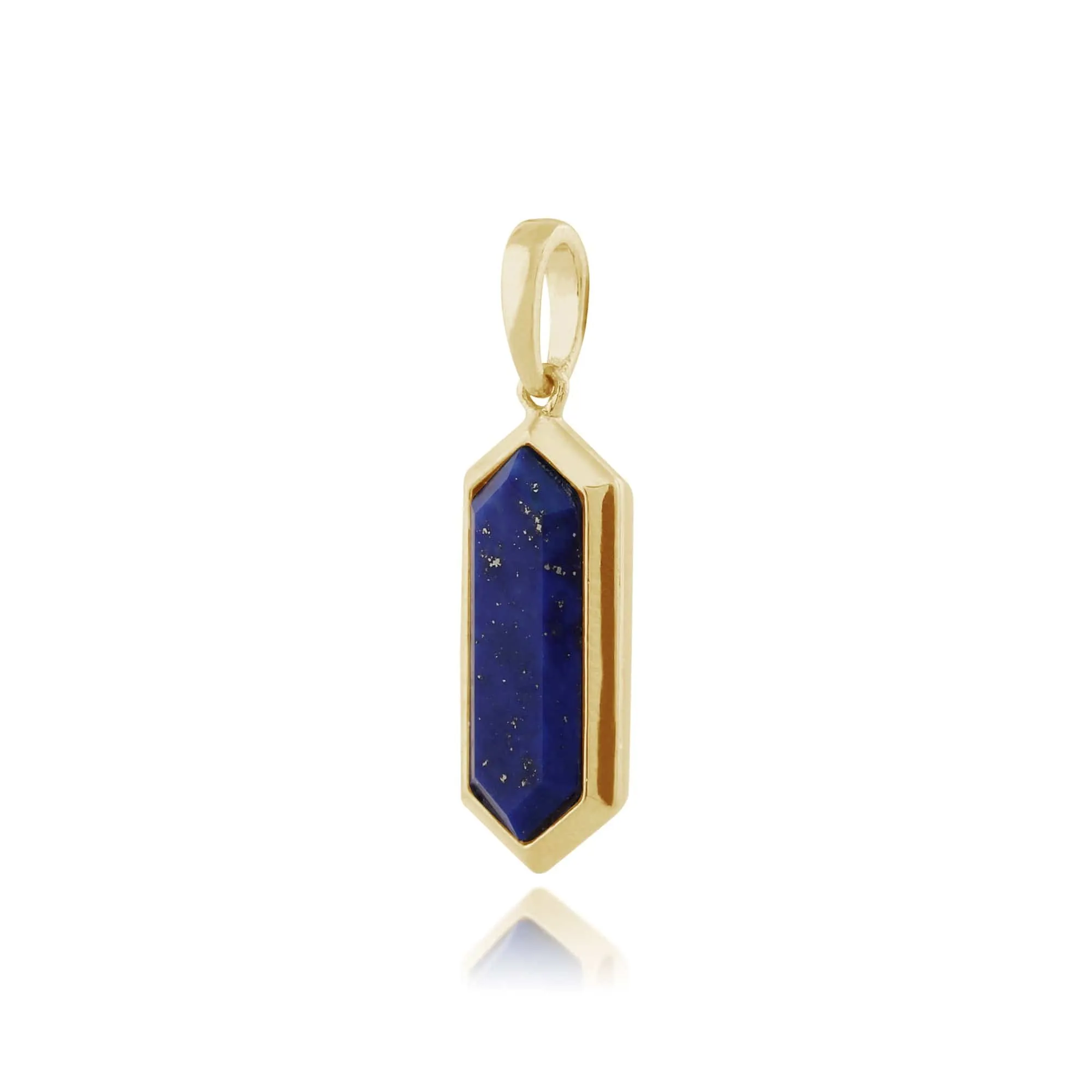 Geometric Hexagon Lapis Lazuli Prism Drop Pendant in Gold Plated Silver sold by Gemondo Jewellery product image thumbnail 4