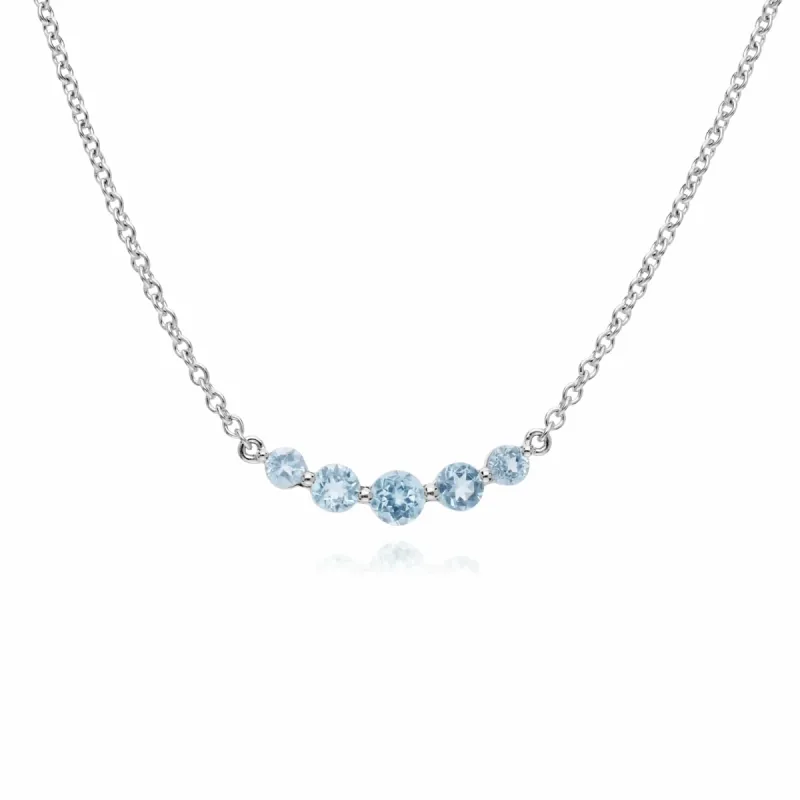 Gemondo Sterling Silver Five Stone Blue Topaz Round Gradient 45cm Necklace sold by Gemondo Jewellery