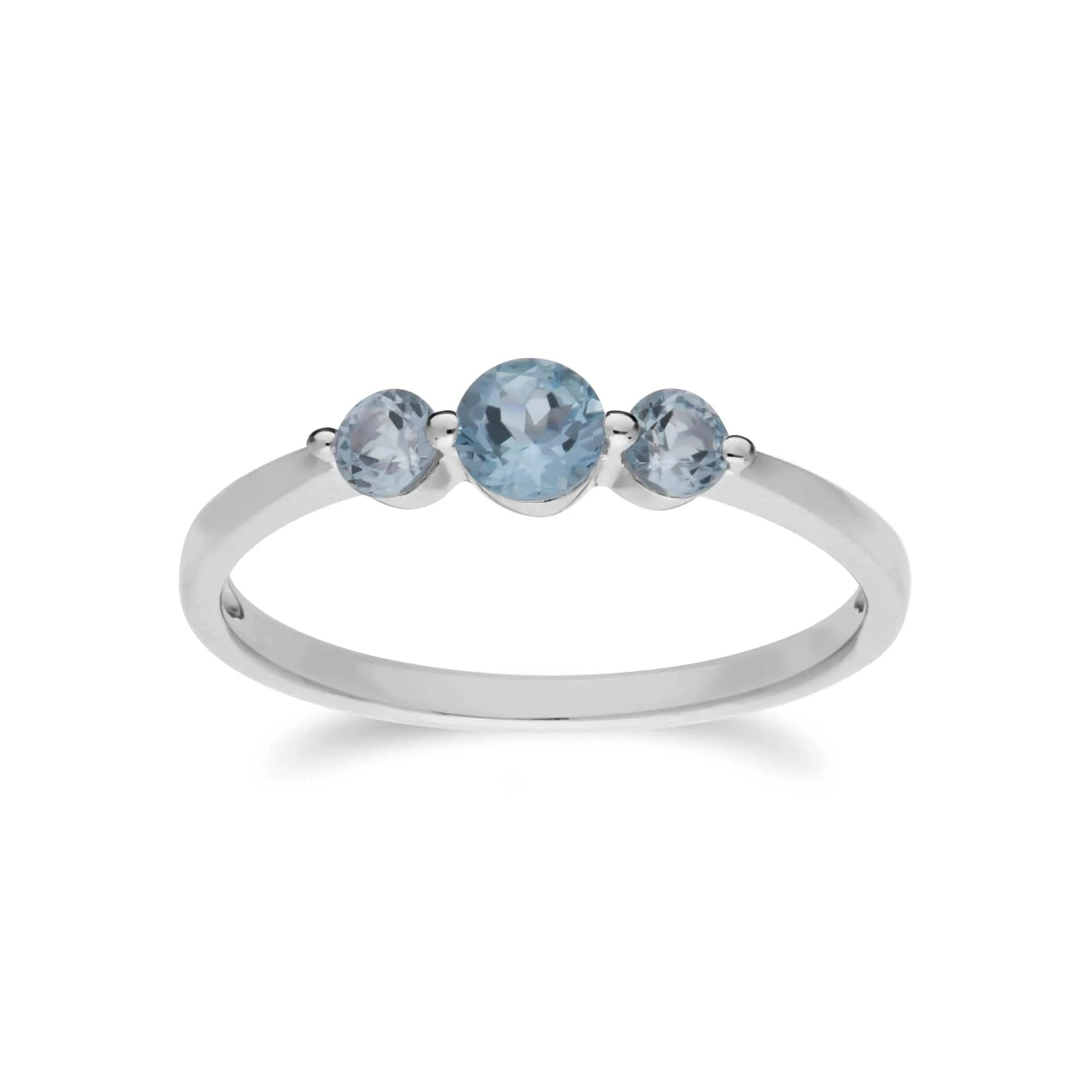 Essential Round Blue Topaz Three Stone Gradient Ring in 925 Sterling Silver sold by Gemondo Jewellery