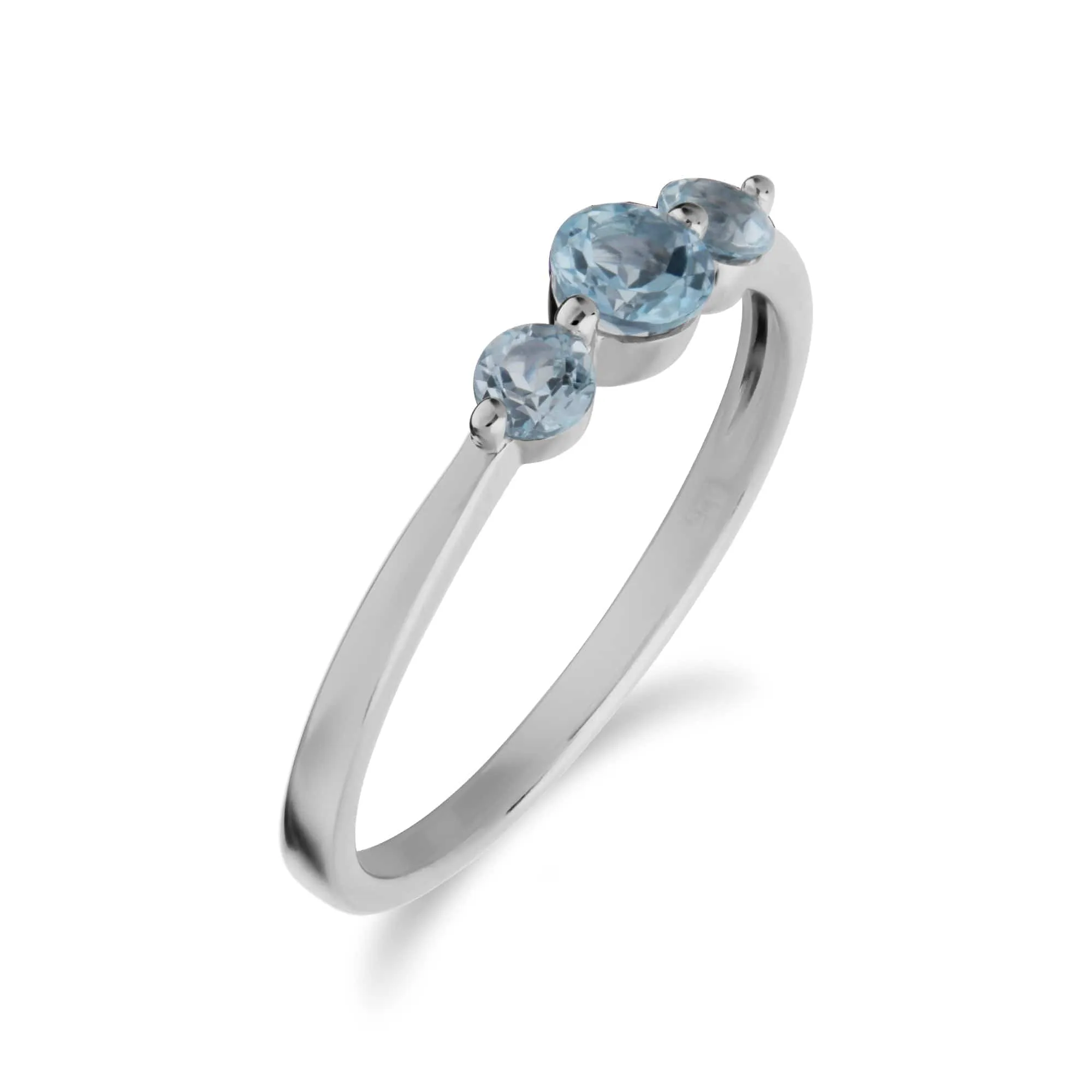 Essential Round Blue Topaz Three Stone Gradient Ring in 925 Sterling Silver sold by Gemondo Jewellery product image thumbnail 2