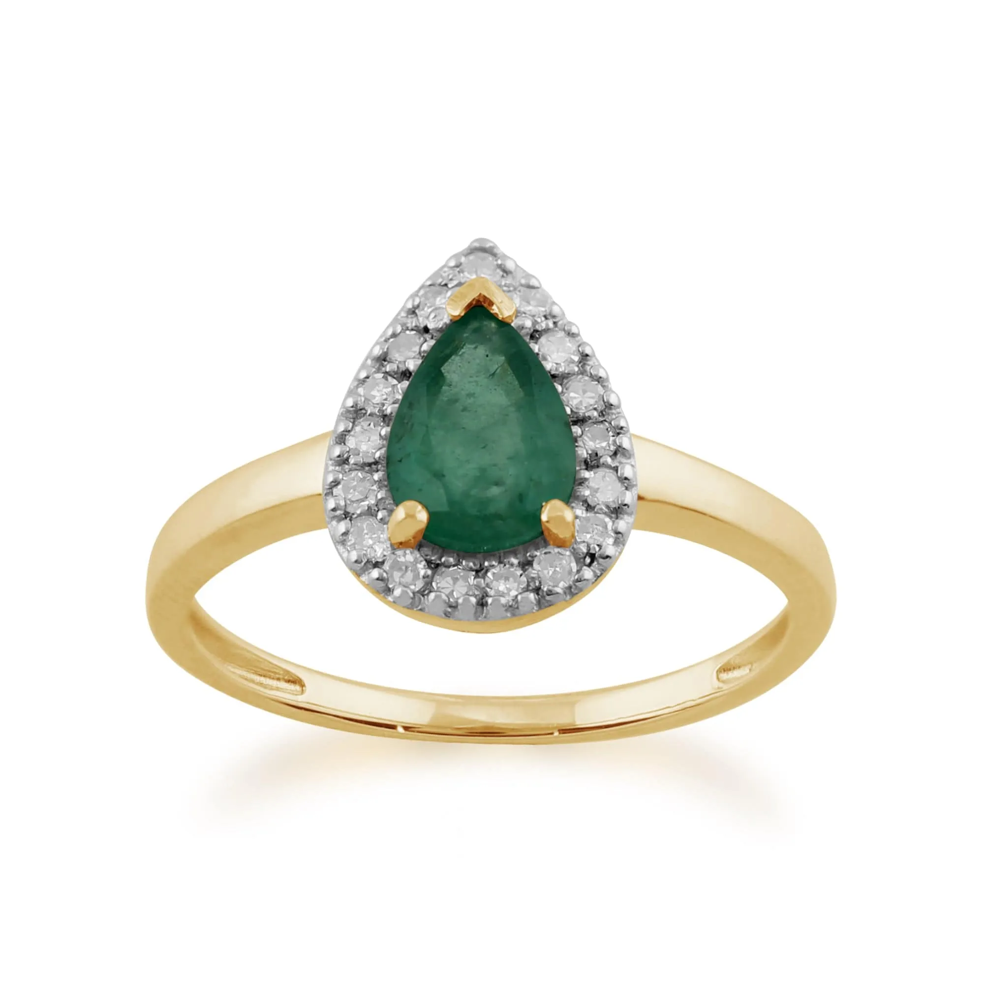 Classic Pear Emerald & Diamond Halo Pendant & Ring Set in 9ct Yellow Gold sold by Gemondo Jewellery product image thumbnail 3