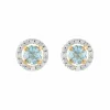 Classic Round Aquamarine Stud Earrings with Detachable Diamond Round Earrings Jacket Set in 9ct Yellow Gold sold by Gemondo Jewellery