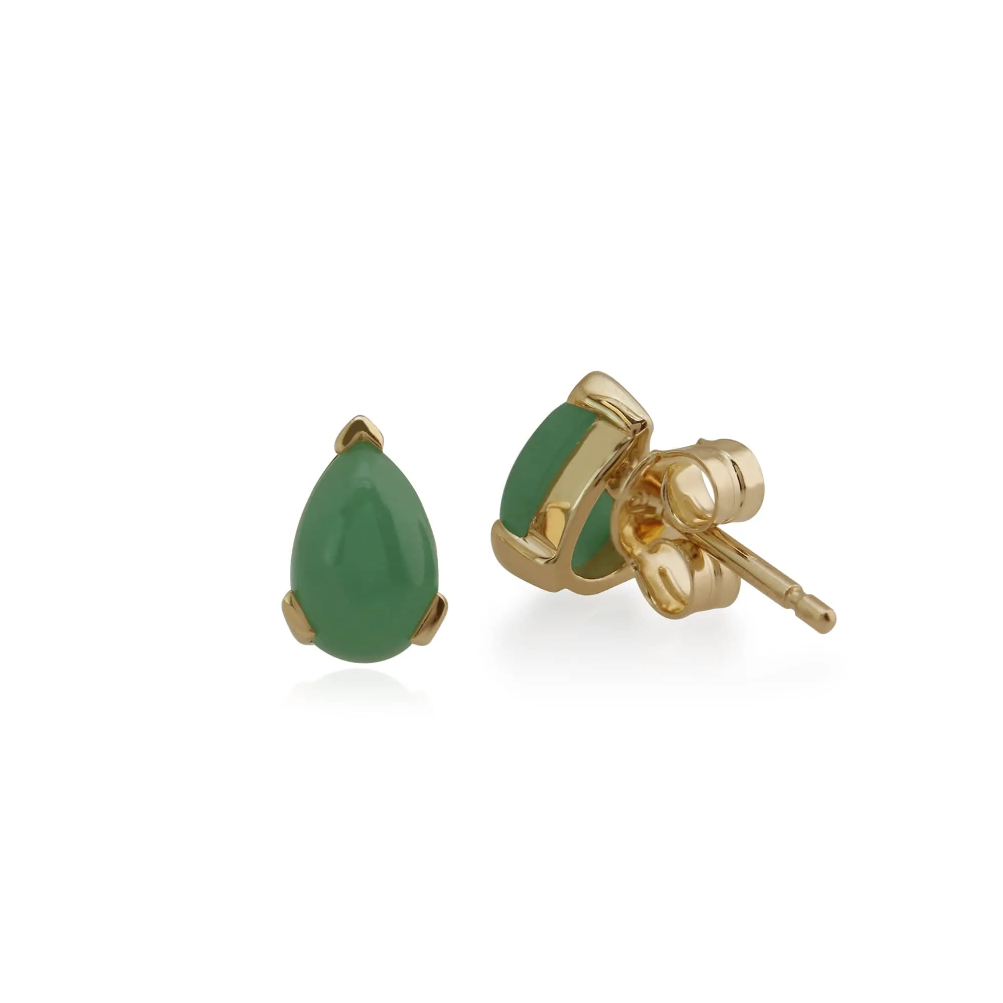 Classic Pear Green Jade Stud Earrings in 9ct Yellow Gold sold by Gemondo Jewellery product image thumbnail 2
