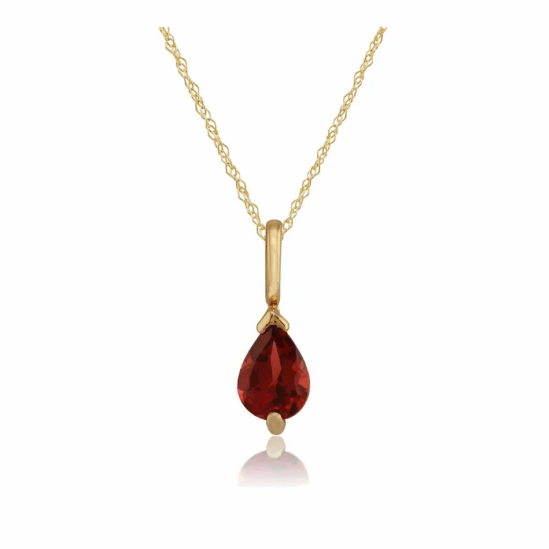 Classic Pear Garnet Pendant in 9ct Yellow Gold sold by Gemondo Jewellery