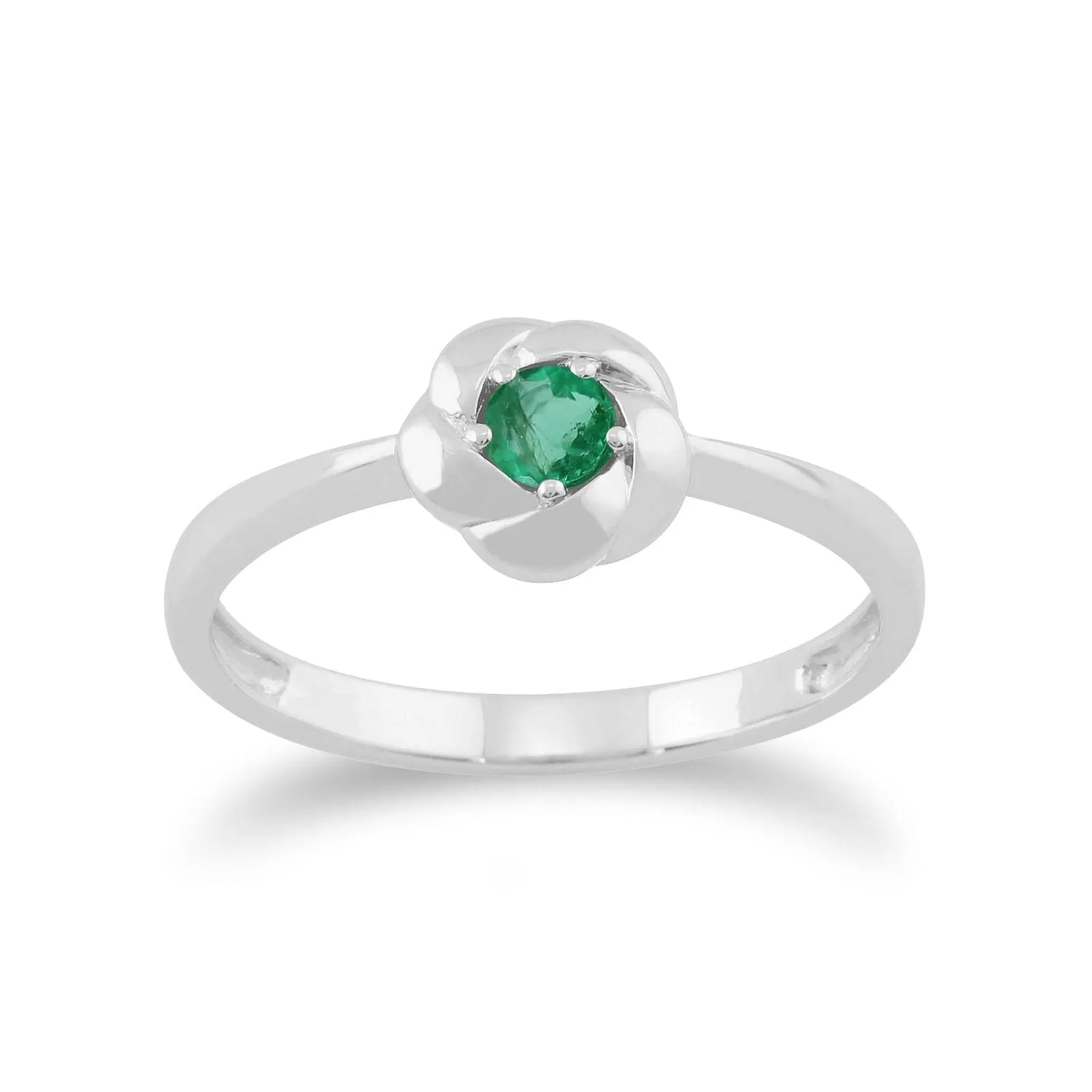 Gemondo Plaited Texture 9ct White Gold 0.16ct Emerald Ring sold by Gemondo Jewellery