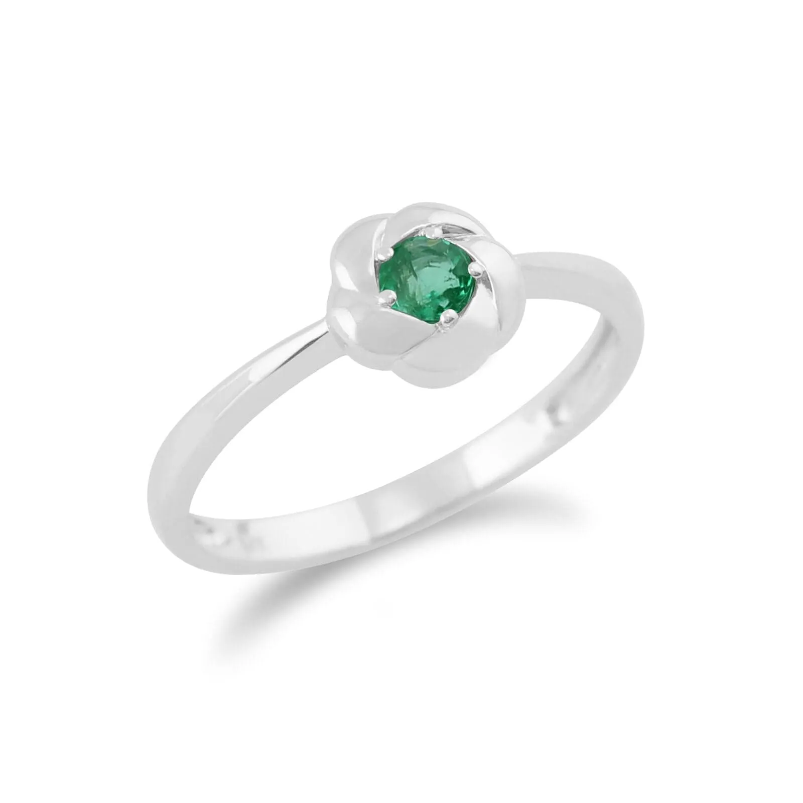 Gemondo Plaited Texture 9ct White Gold 0.16ct Emerald Ring sold by Gemondo Jewellery product image thumbnail 2