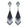 Art Deco Style Black Onyx, Mother of Pearl & Marcasite Fan Drop Earrings sold by Gemondo Jewellery